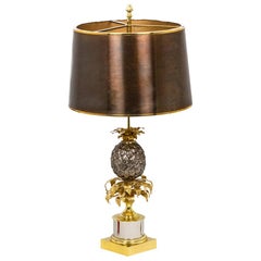 Maison Charles, Pineapple Lamp in Gold and Silver Brass, 1970
s