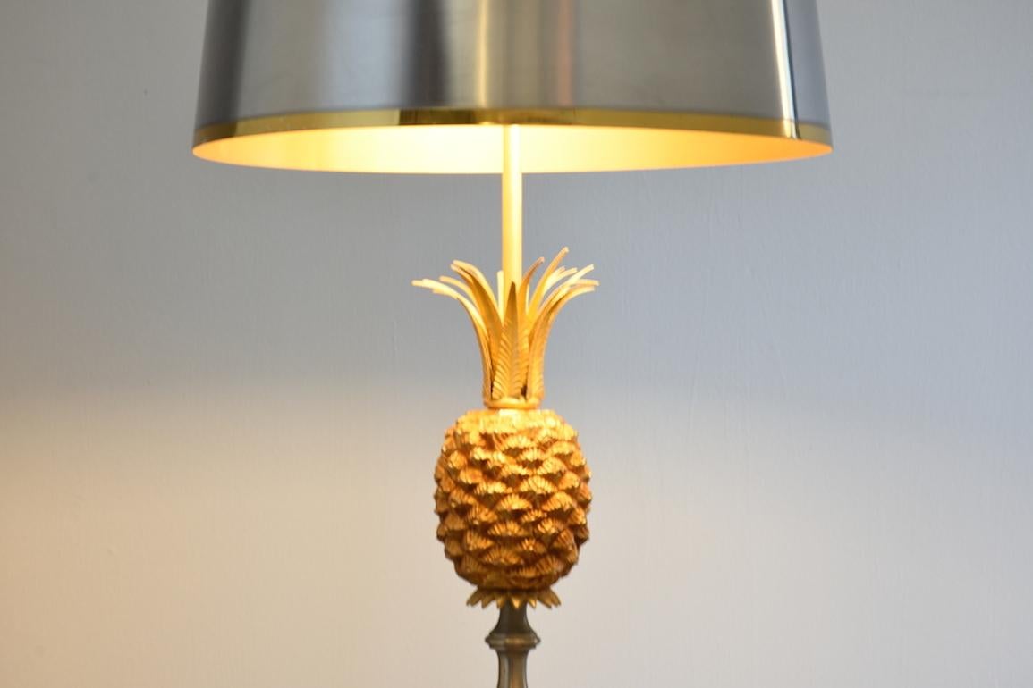 Mid-Century Modern Maison Charles Pineapple Table Lamp 1960 brass copper For Sale