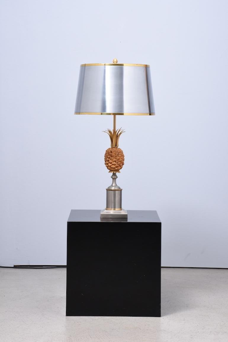 Anodized Maison Charles Pineapple Table Lamp 1960 brass copper For Sale