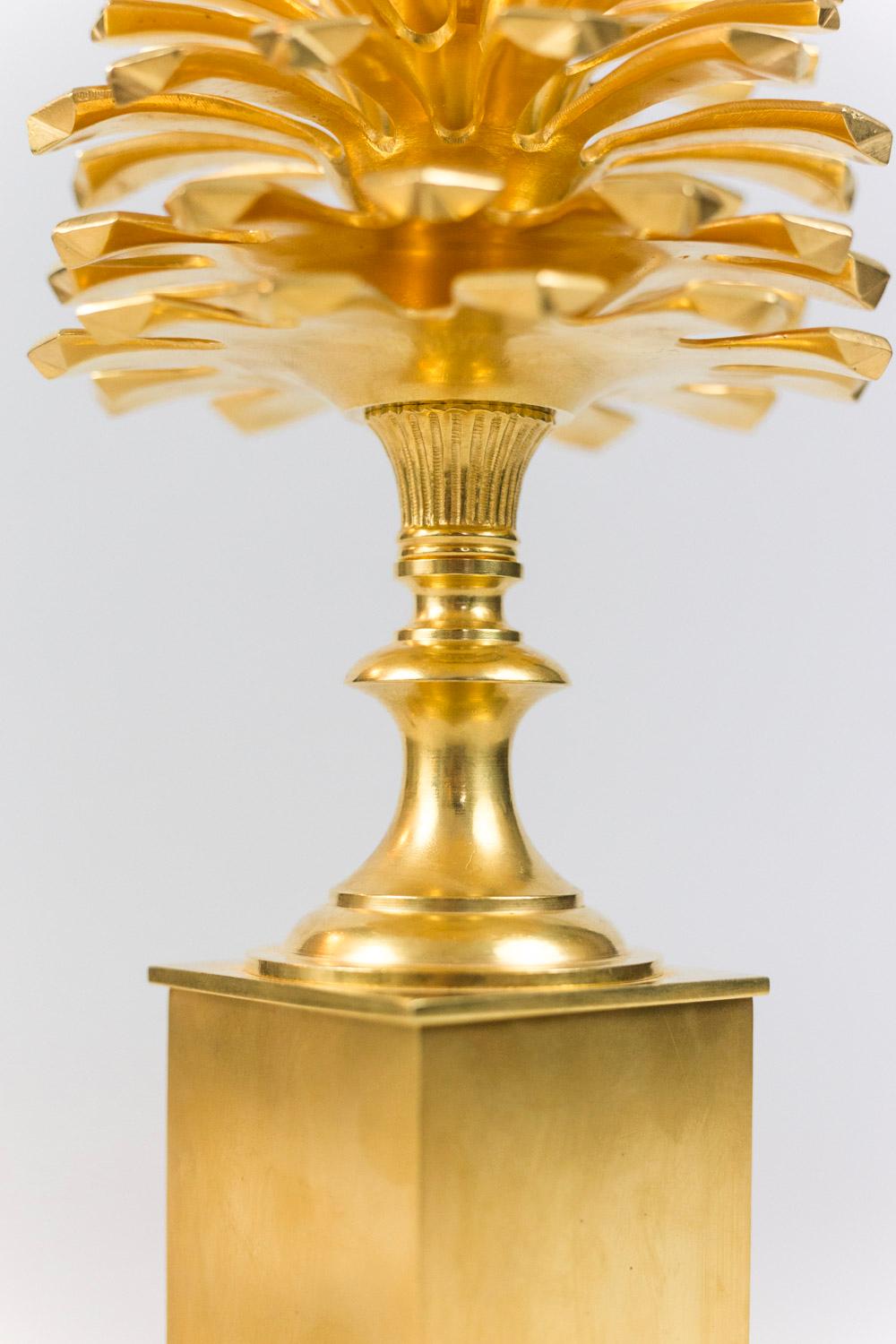 Modern Maison Charles, Pinecone Lamp in Gilt Bronze, 1970s