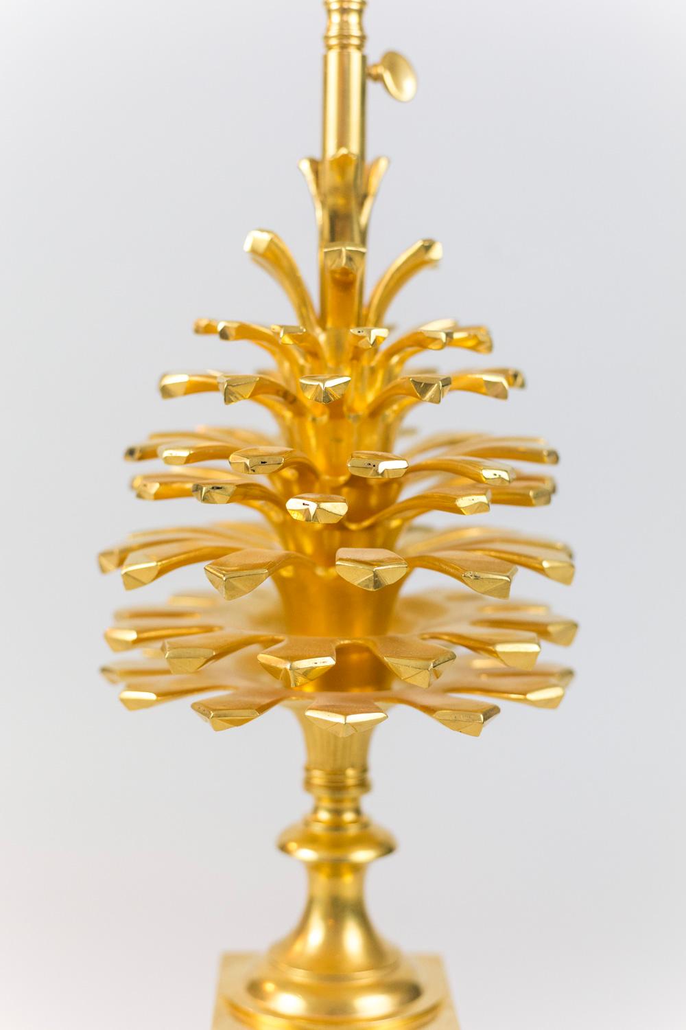 Late 20th Century Maison Charles, Pinecone Lamp in Gilt Bronze, 1970s