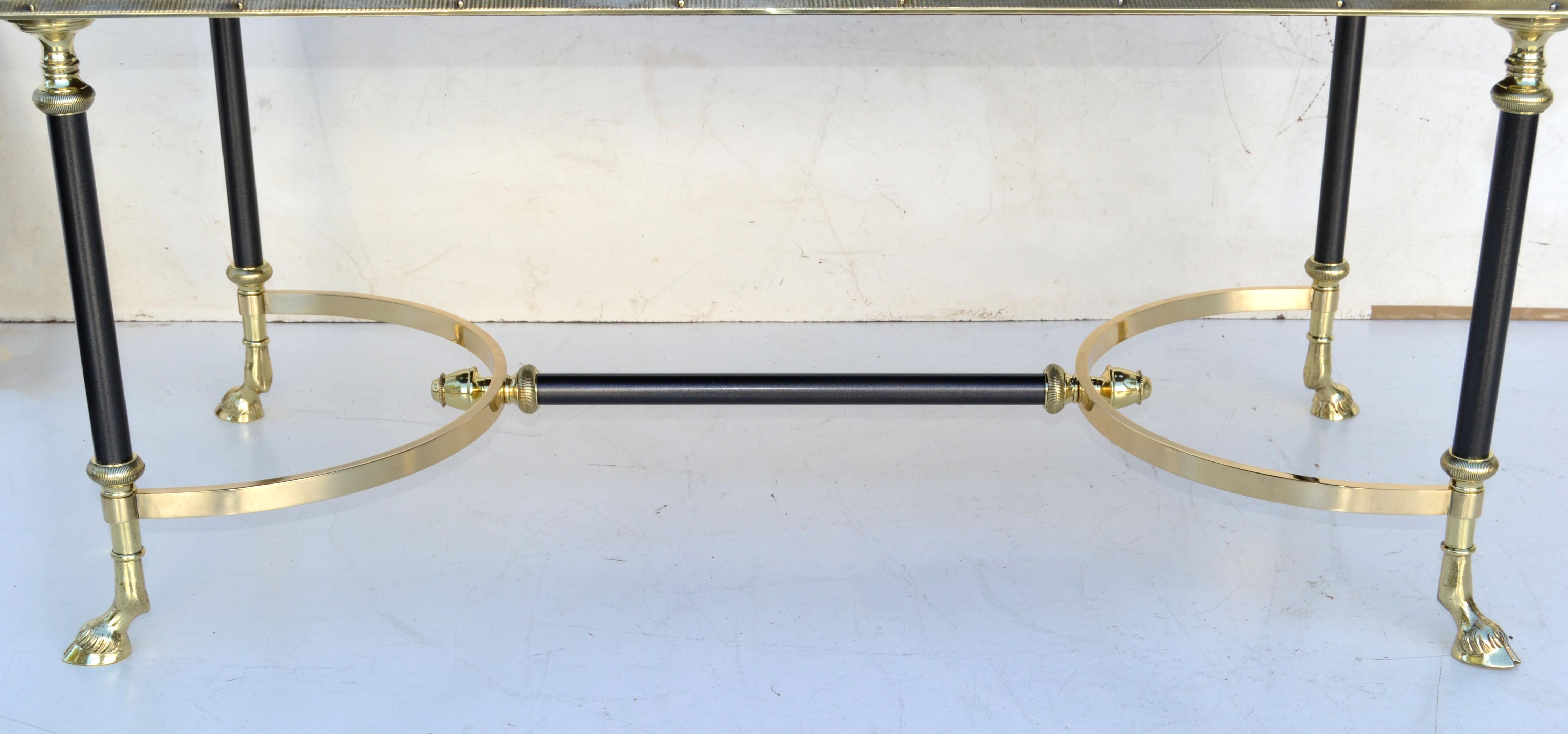 Maison Charles Polished Brass, Steel & Marble Coffee Table France 1950 For Sale 4