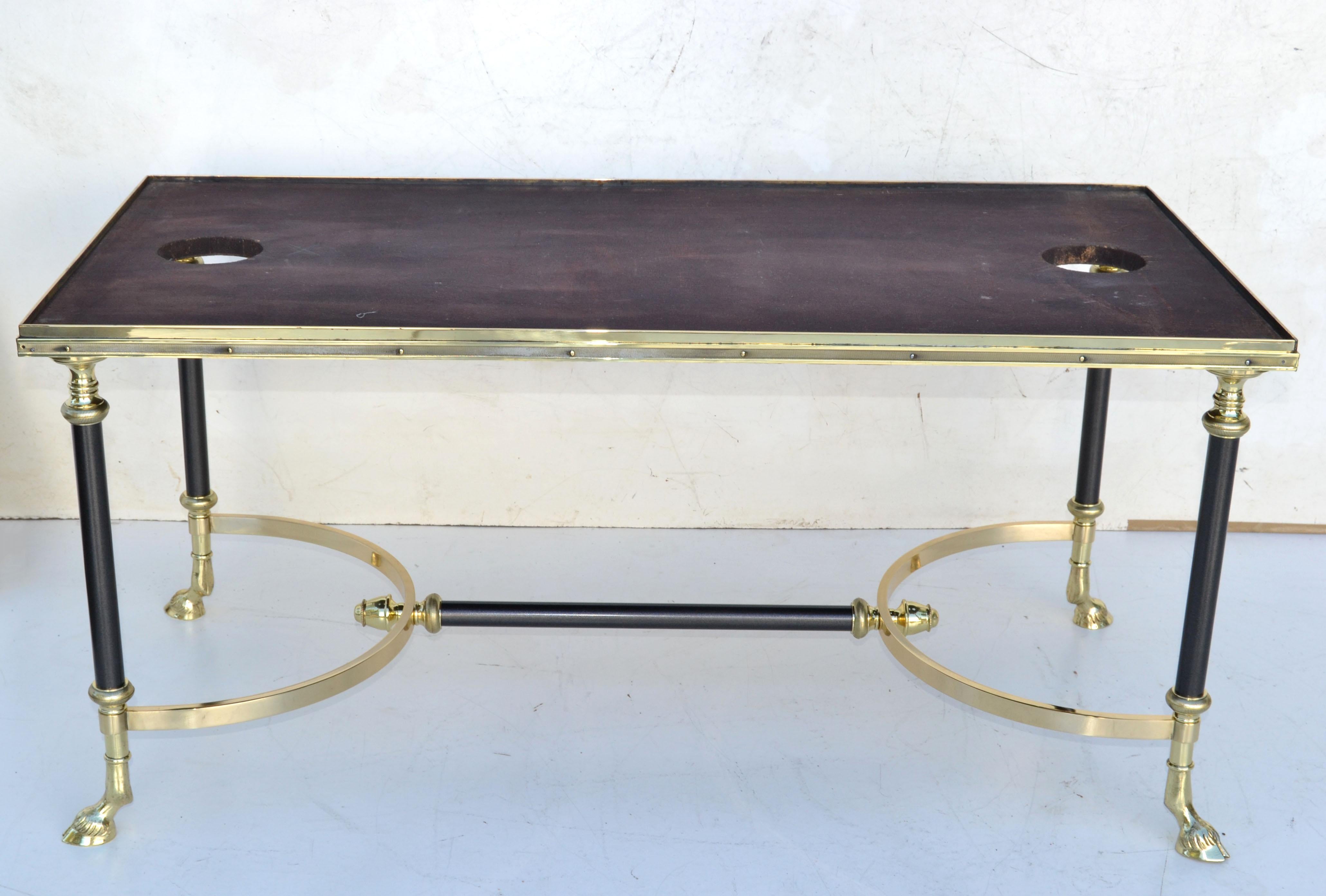 Maison Charles Polished Brass, Steel & Marble Coffee Table France 1950 For Sale 10