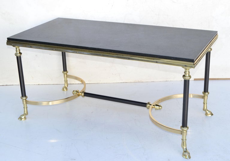 Maison Charles Polished Brass, Steel & Marble Coffee Table France 1950 For Sale 14