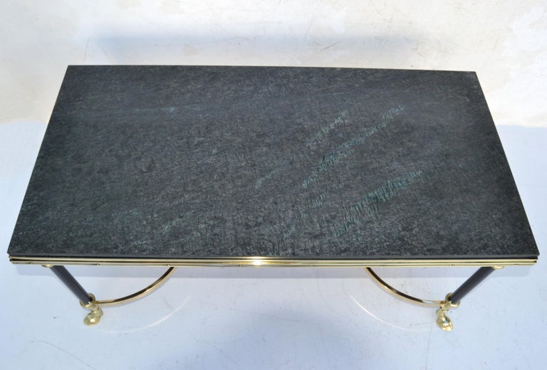Mid-20th Century Maison Charles Polished Brass, Steel & Marble Coffee Table France 1950 For Sale
