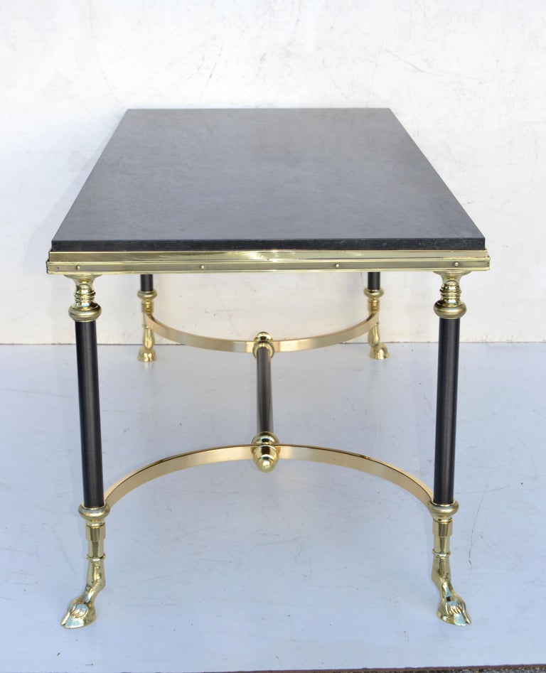Maison Charles Polished Brass, Steel & Marble Coffee Table France 1950 For Sale 2