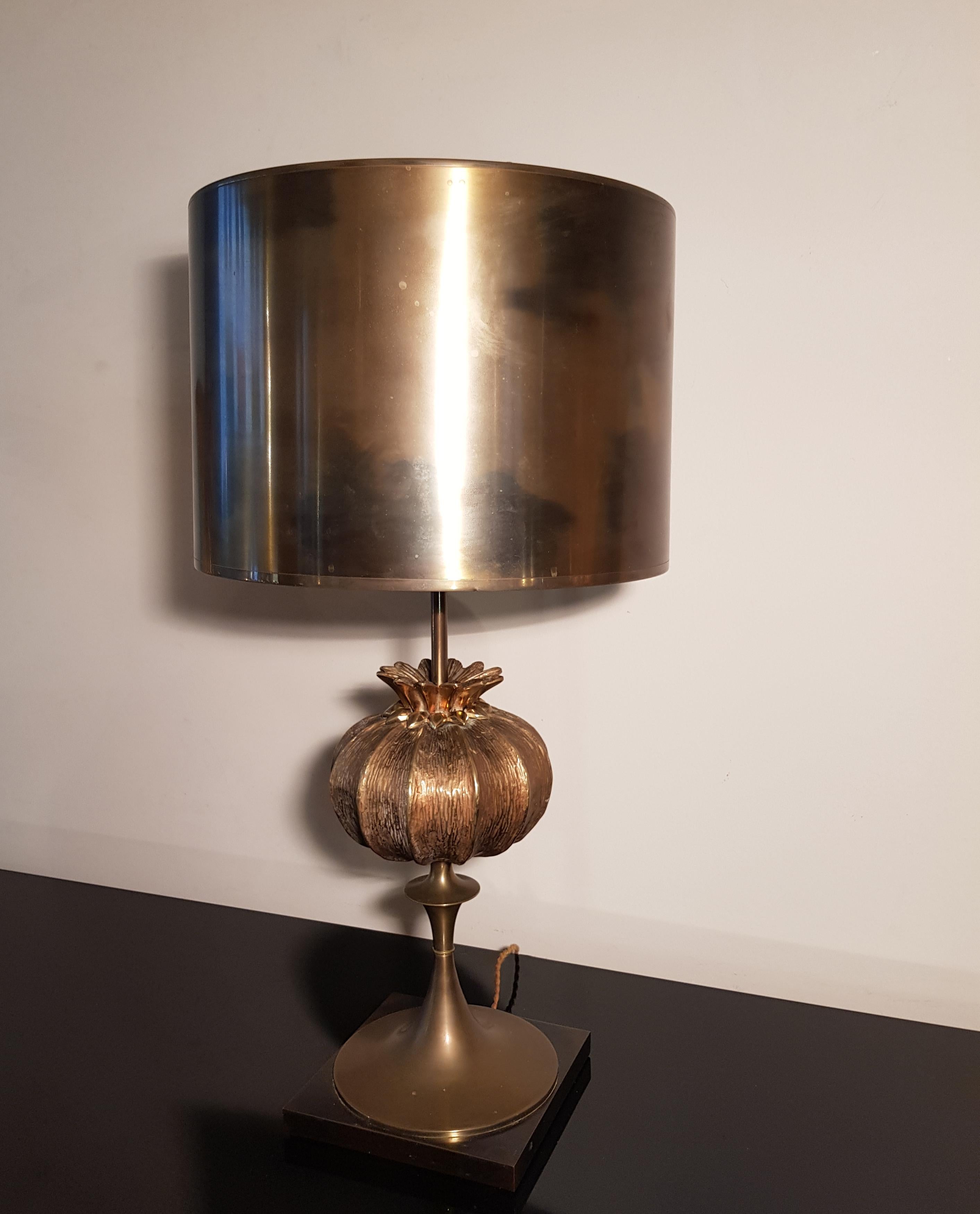 Mid-Century Modern Maison Charles Pomegranate Bronze Shade Bronze Table Lamp, France, 1960s