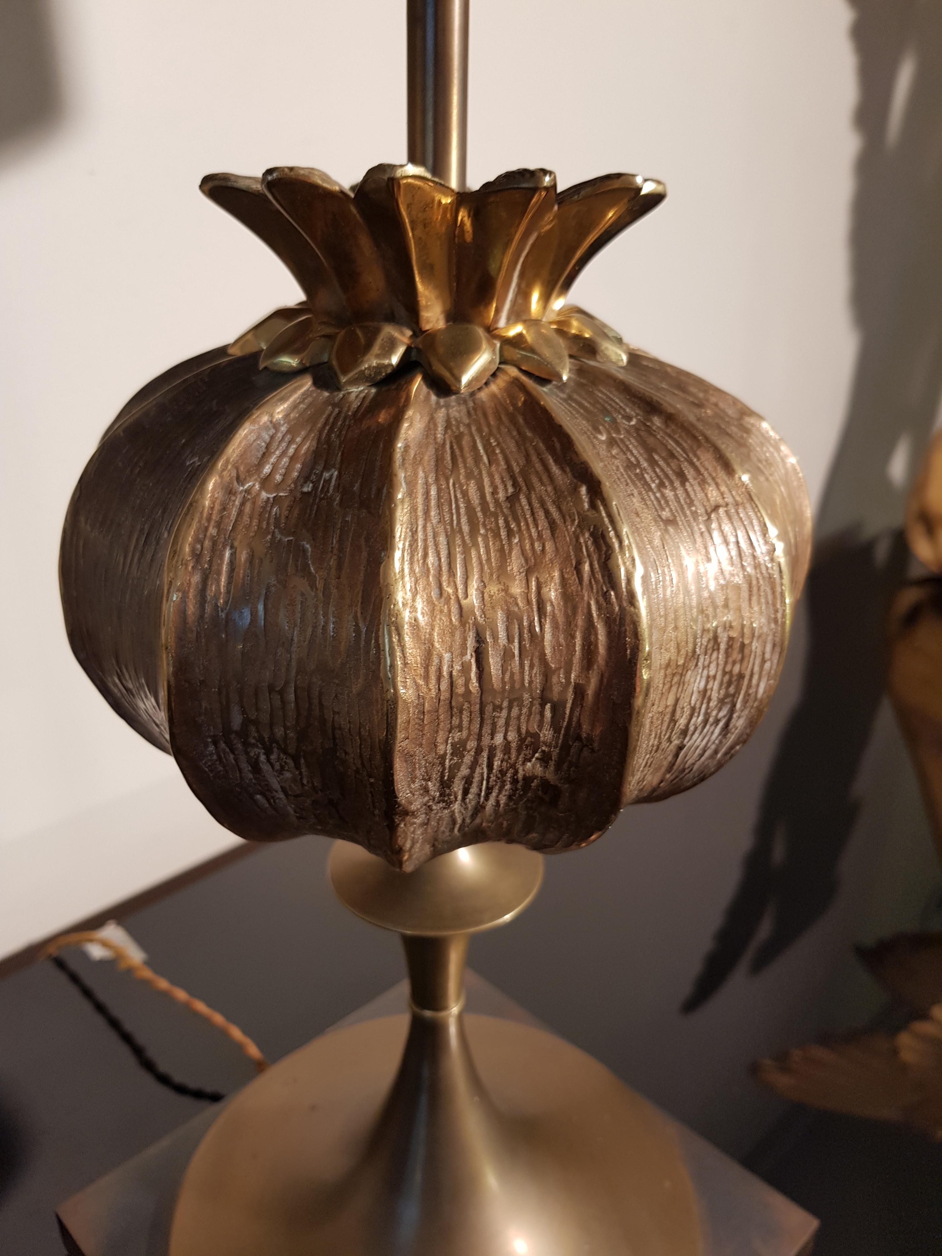 Mid-20th Century Maison Charles Pomegranate Bronze Shade Bronze Table Lamp, France, 1960s
