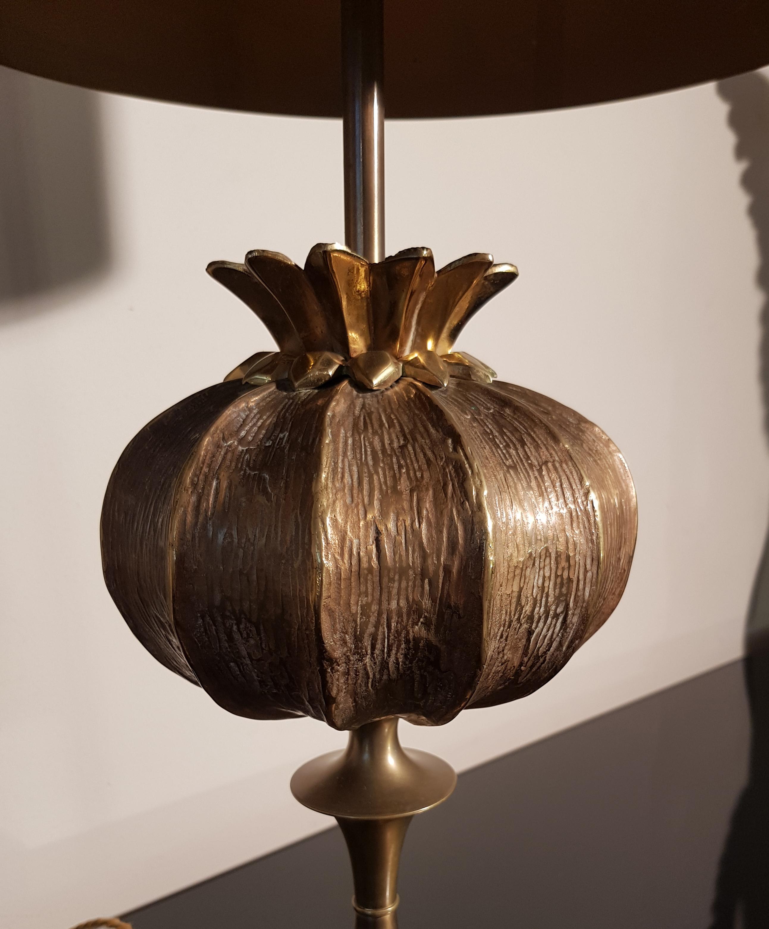 Maison Charles Pomegranate Bronze Shade Bronze Table Lamp, France, 1960s 1
