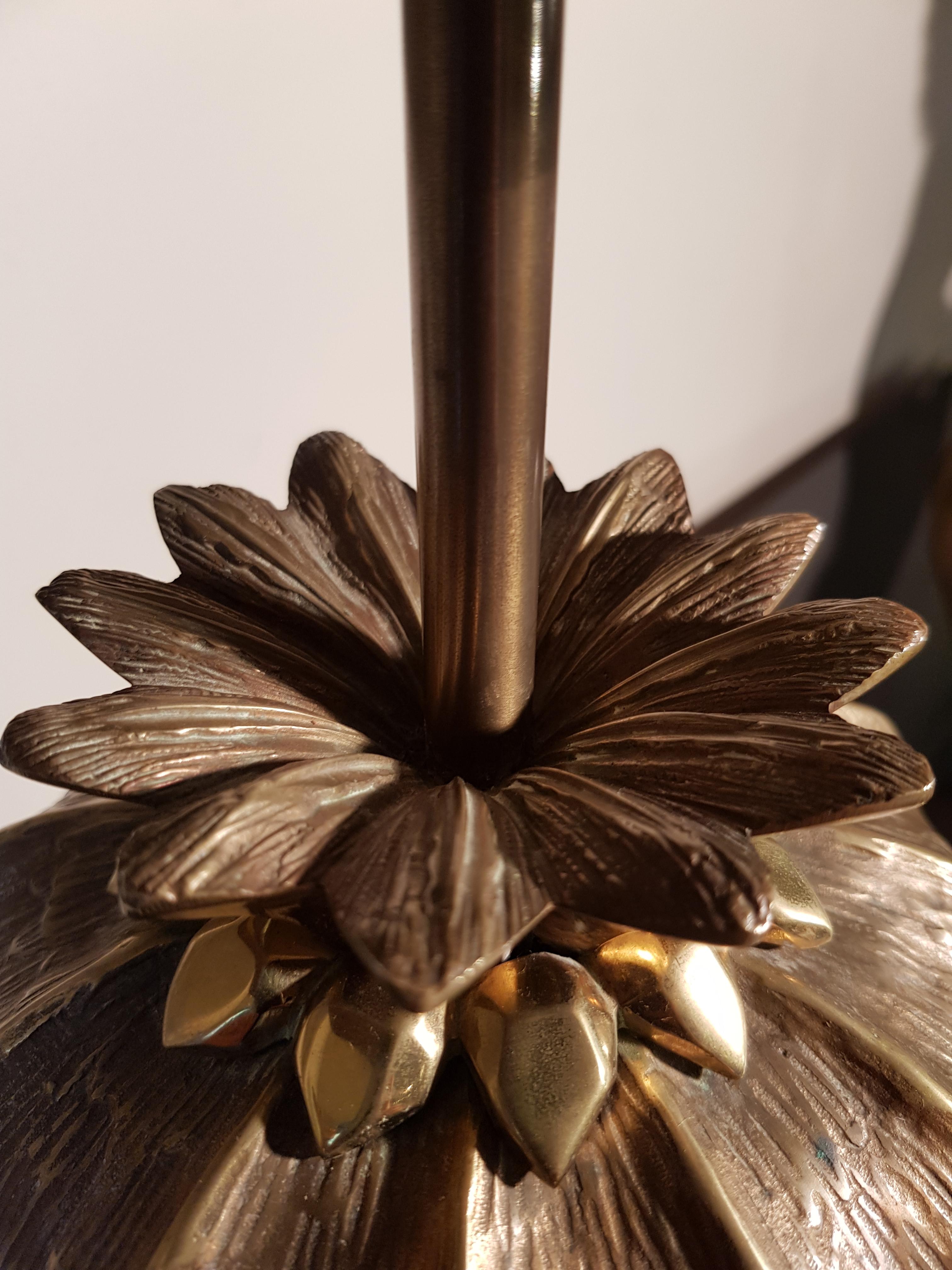 Maison Charles Pomegranate Bronze Shade Bronze Table Lamp, France, 1960s 2