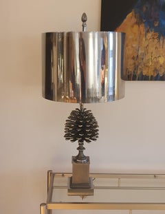 Maison Charles Pomme de Pin 'Pine Cone' Table Lamp in Matt & Polished Nickel