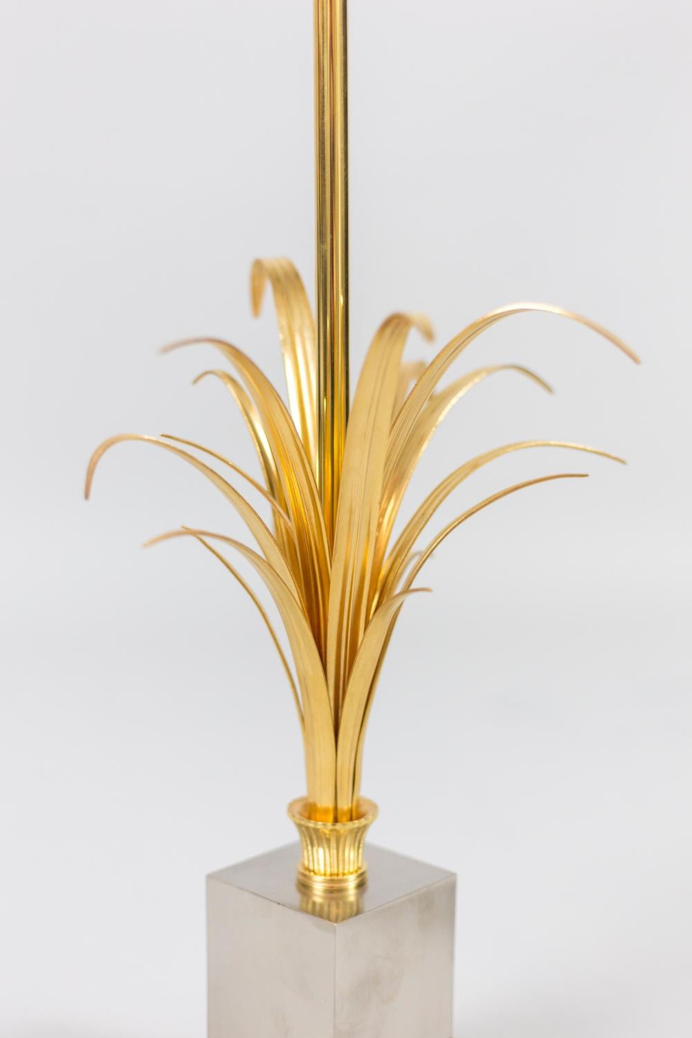 European Maison Charles, Reeds Lamp in Gilt and Silvered Bronze, 1970s