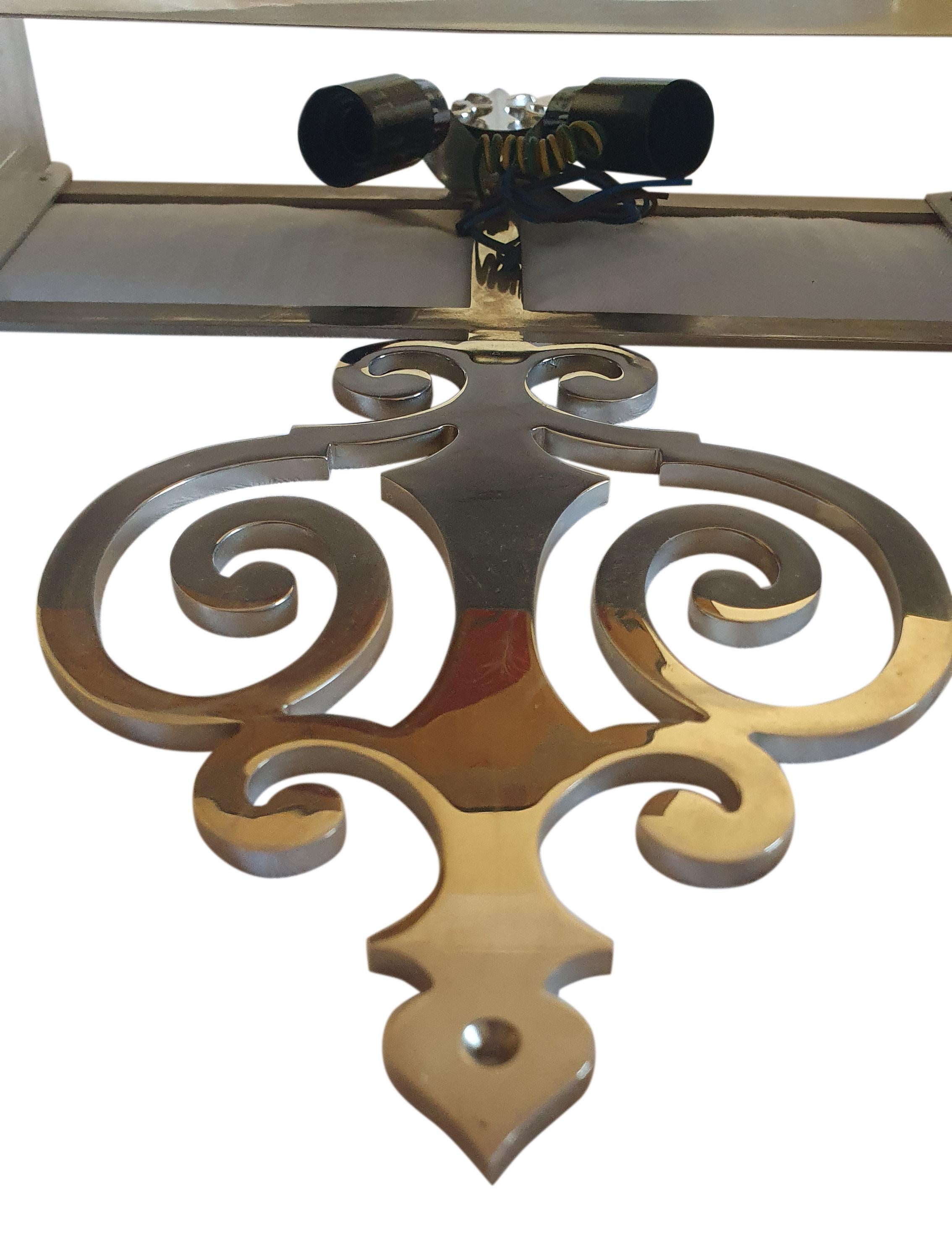 Maison Charles Rinceaux Wall Sconce in Nickel Plated Cast Bronze & Brass Shade For Sale 1
