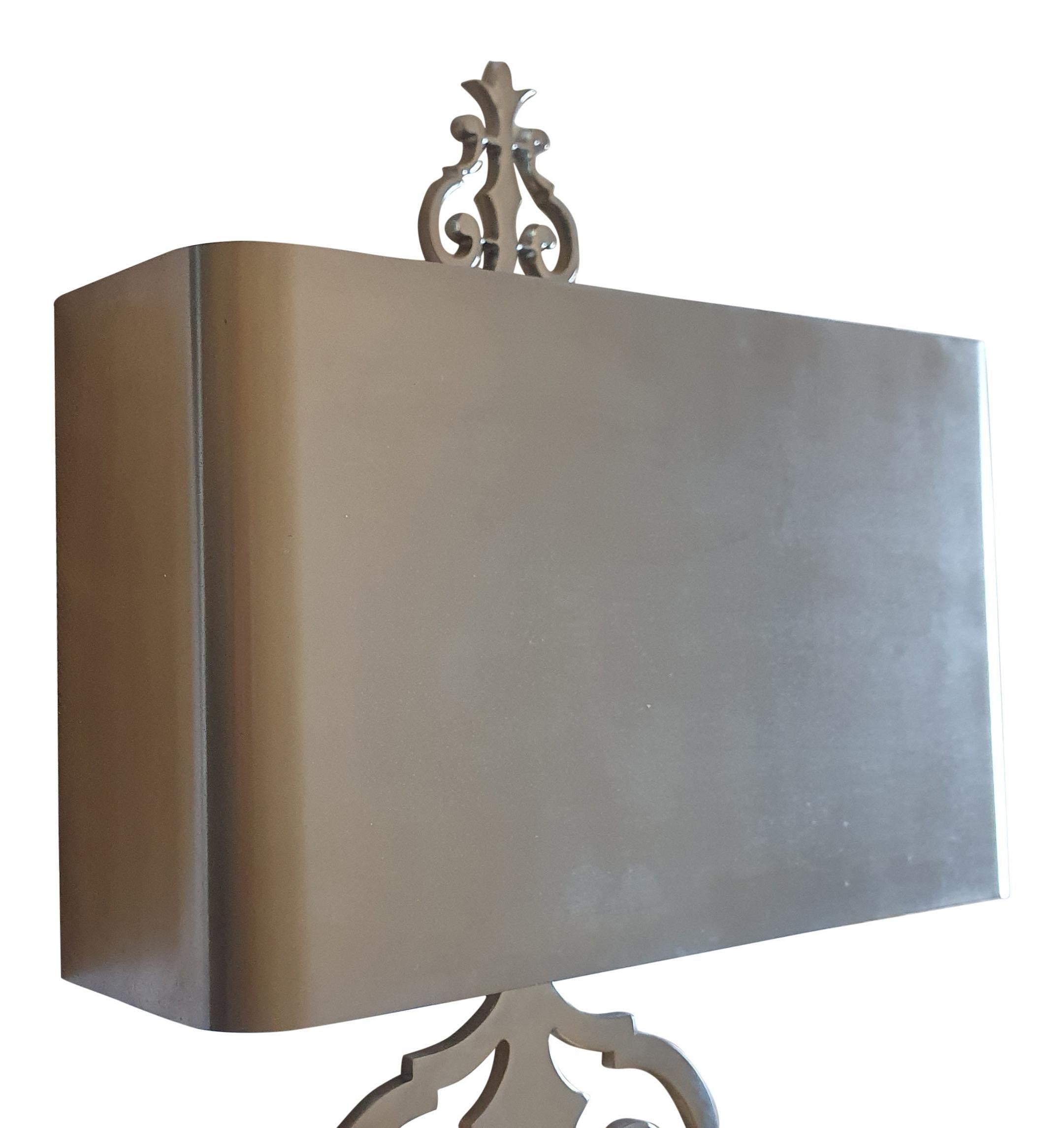Maison Charles Rinceaux Wall Sconce in Nickel Plated Cast Bronze & Brass Shade For Sale 2