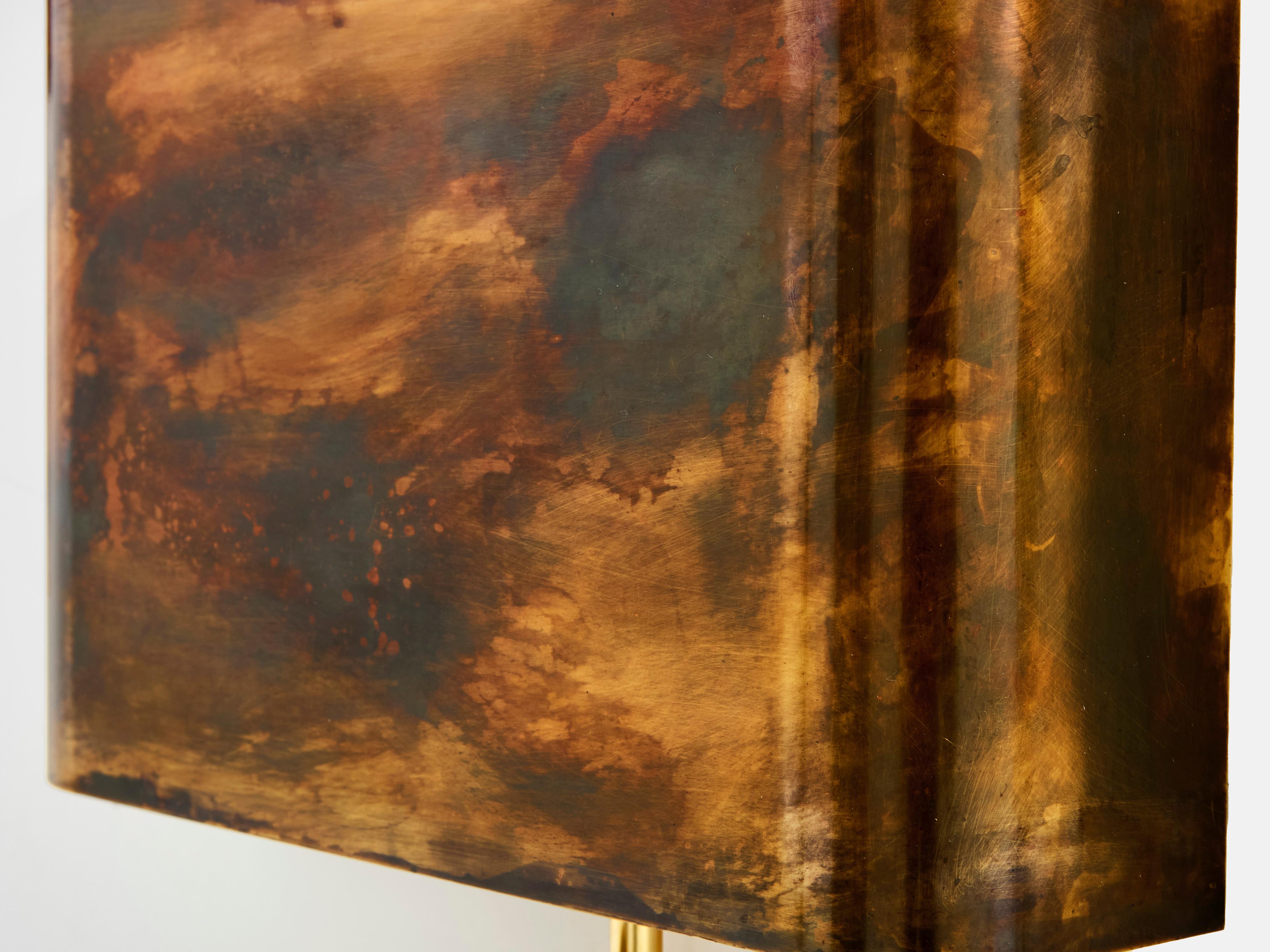 Late 20th Century Maison Charles set of four patinated bronze and brass sconces 1970s For Sale