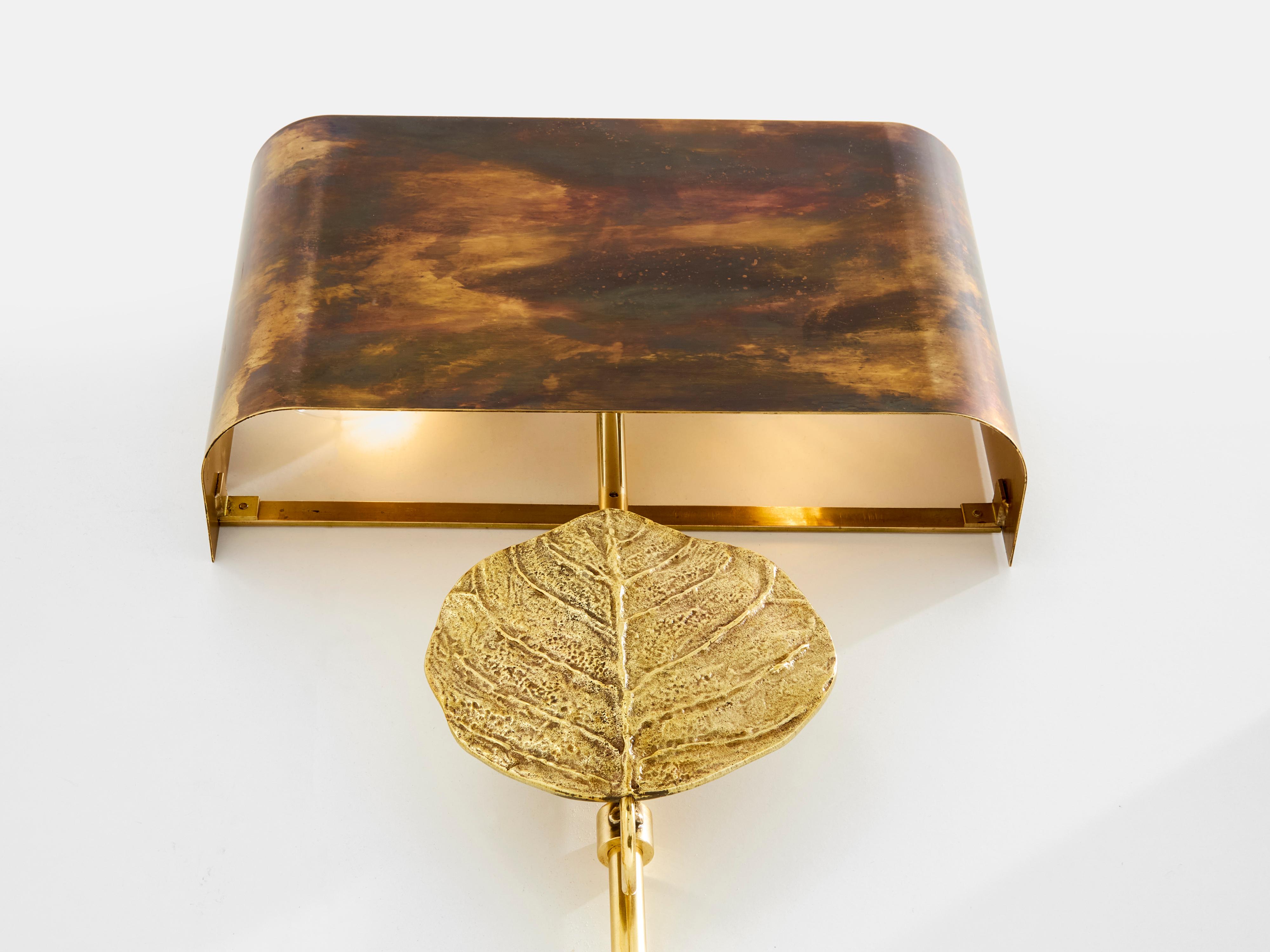 Maison Charles set of four patinated bronze and brass sconces 1970s For Sale 1