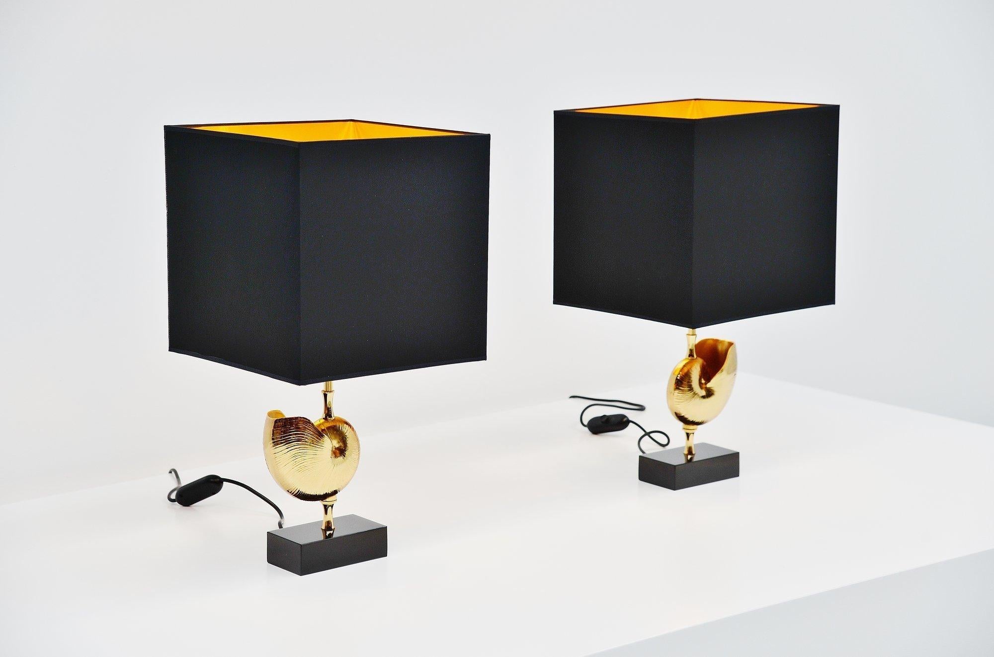 Mid-Century Modern Maison Charles Shell Table Lamp, Pair, France, 1970