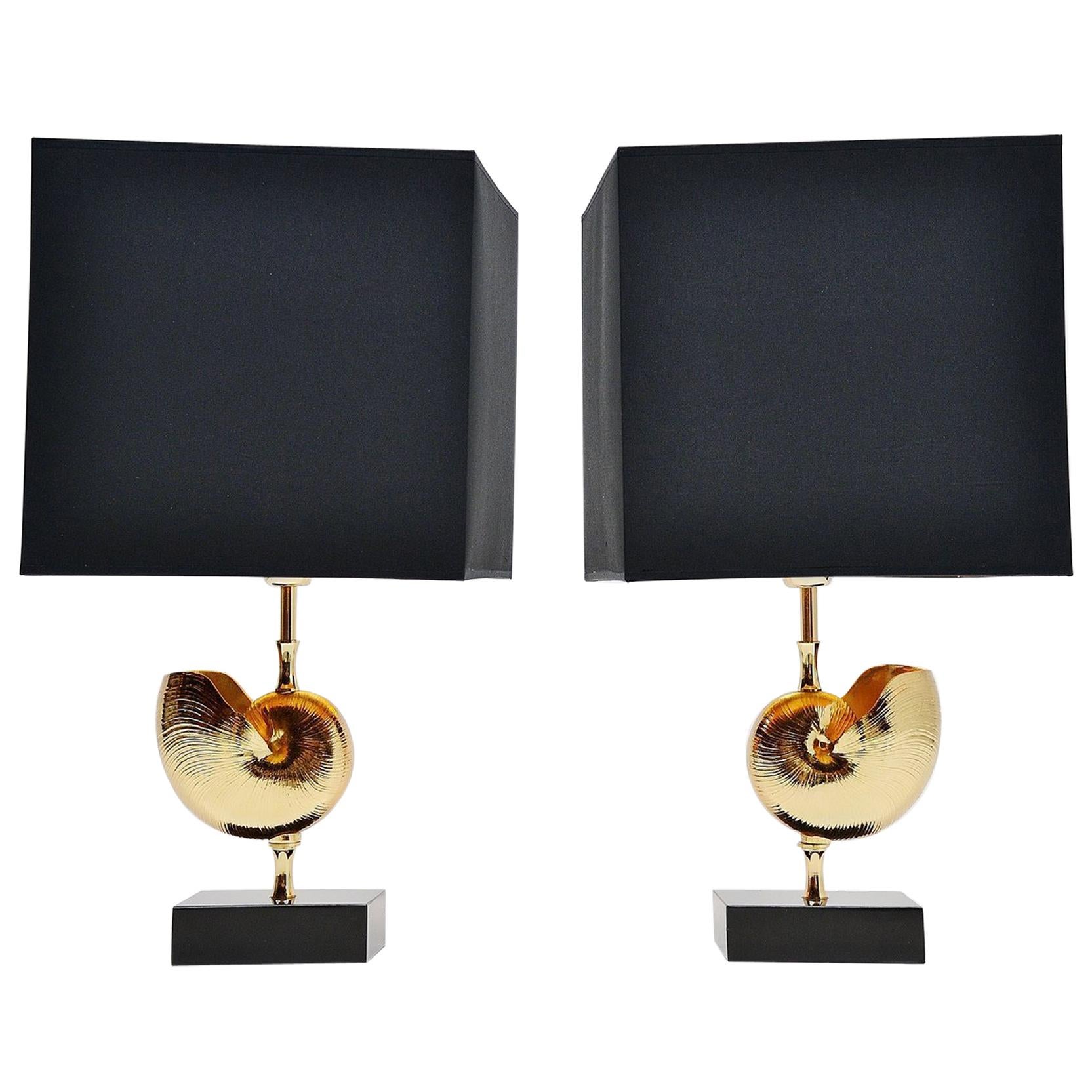 Maison Charles Shell Table Lamp, Pair, France, 1970