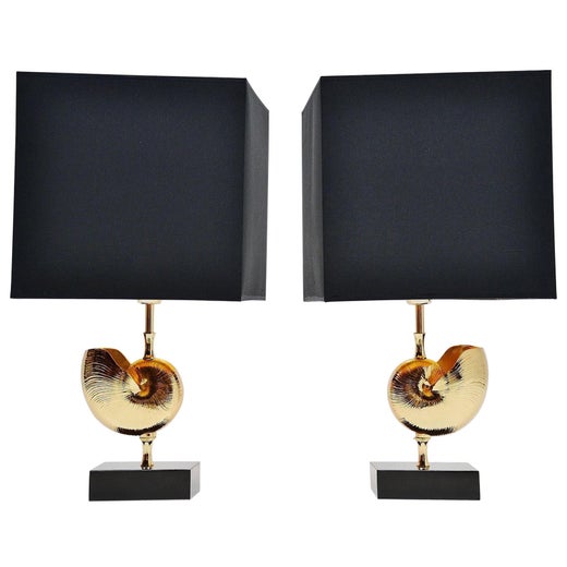 Maison Charles Shell Table Lamp, Pair, France, 1970 For Sale at 1stDibs