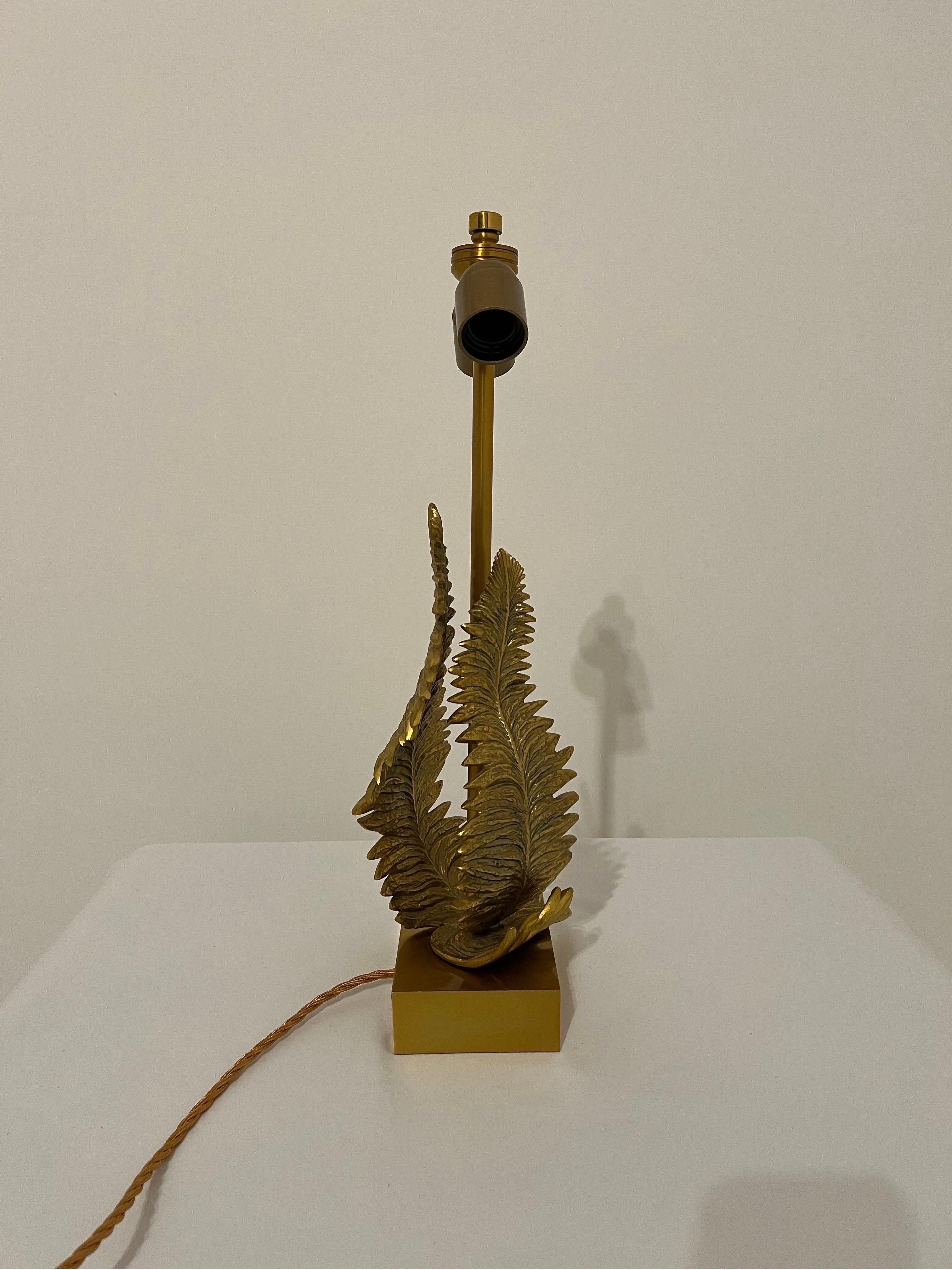 Maison Charles Signed Brass Fern Table Lamp c1960s  For Sale 6