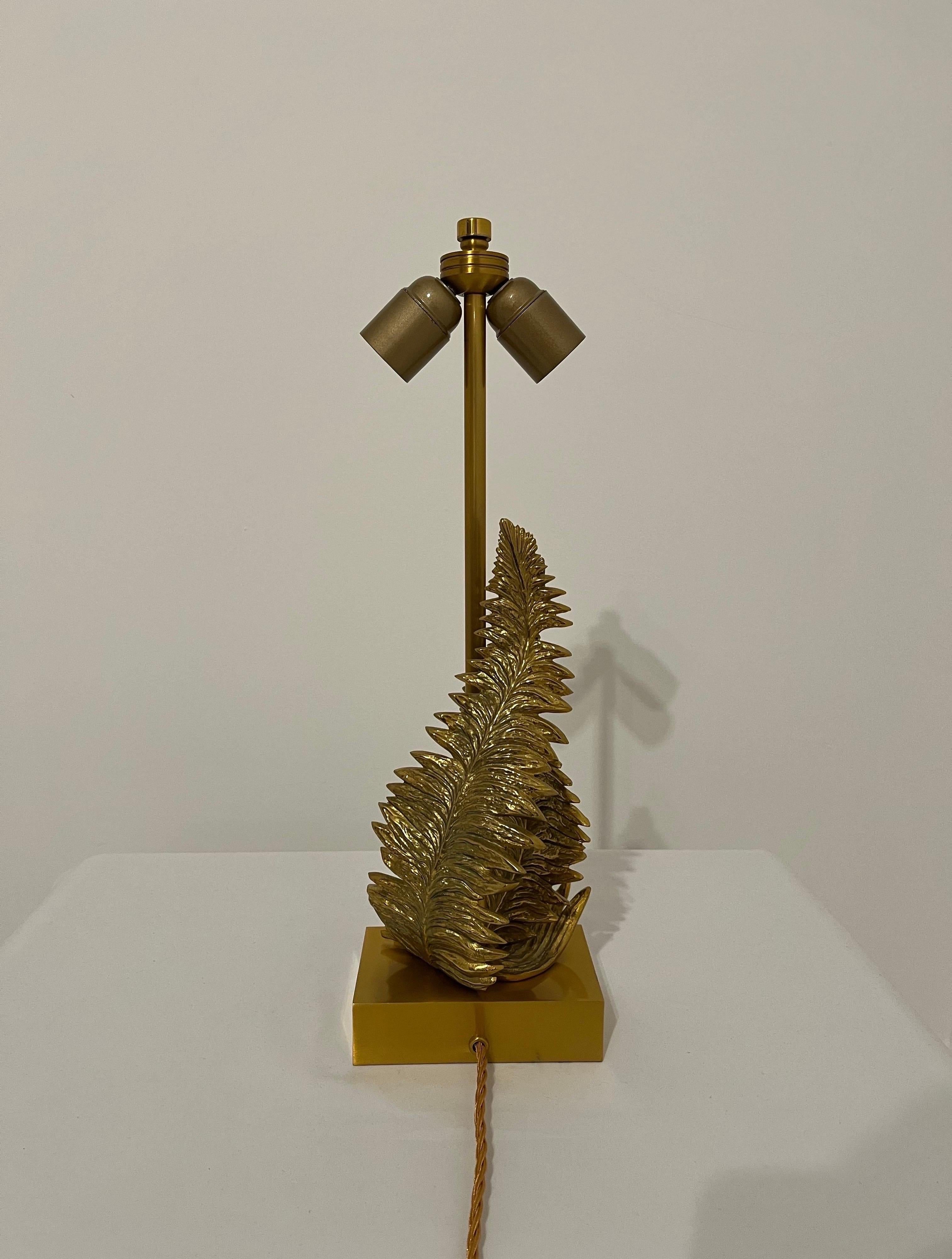 Maison Charles Signed Brass Fern Table Lamp c1960s  For Sale 7