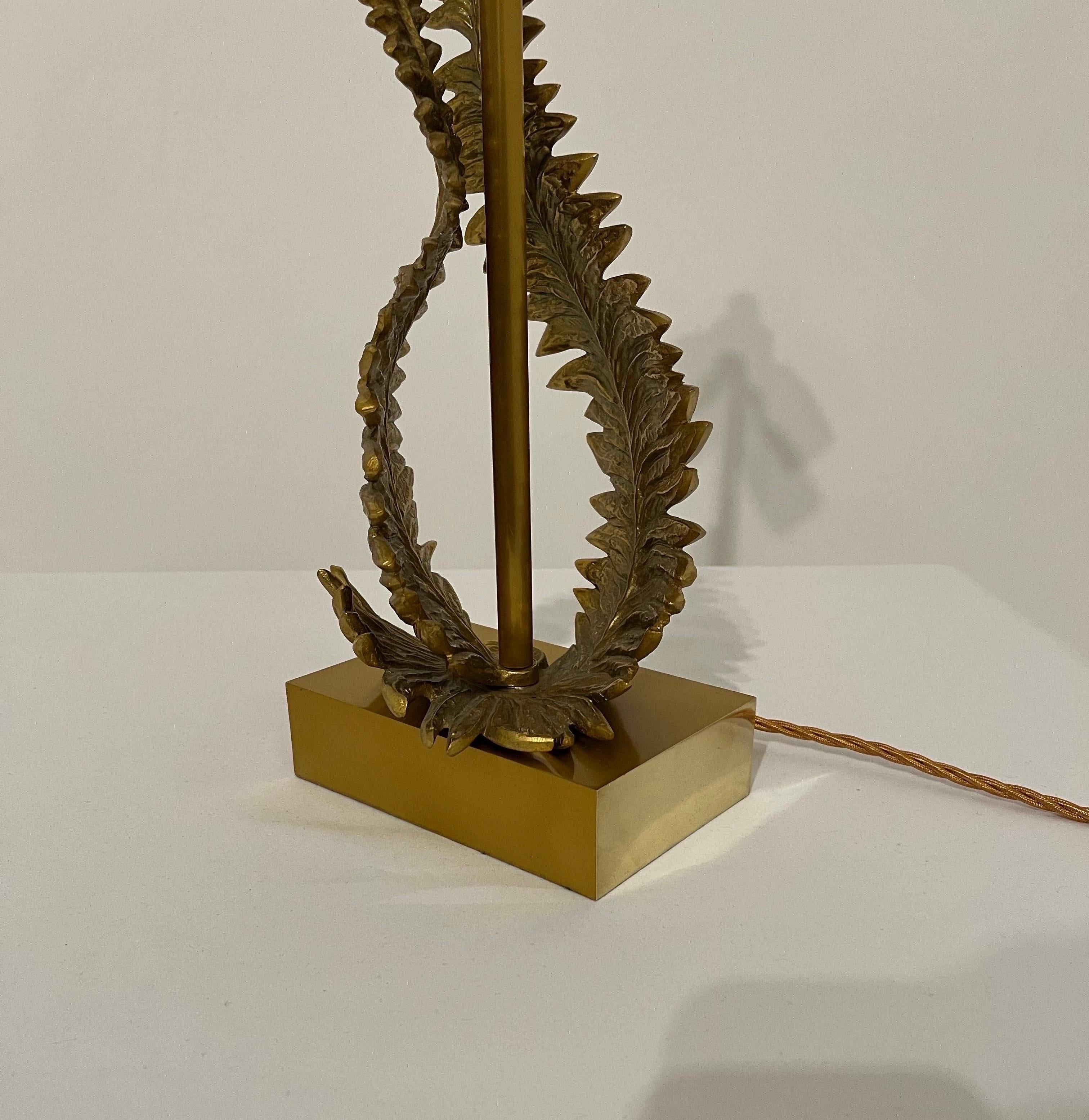 Maison Charles Signed Brass Fern Table Lamp c1960s  For Sale 9