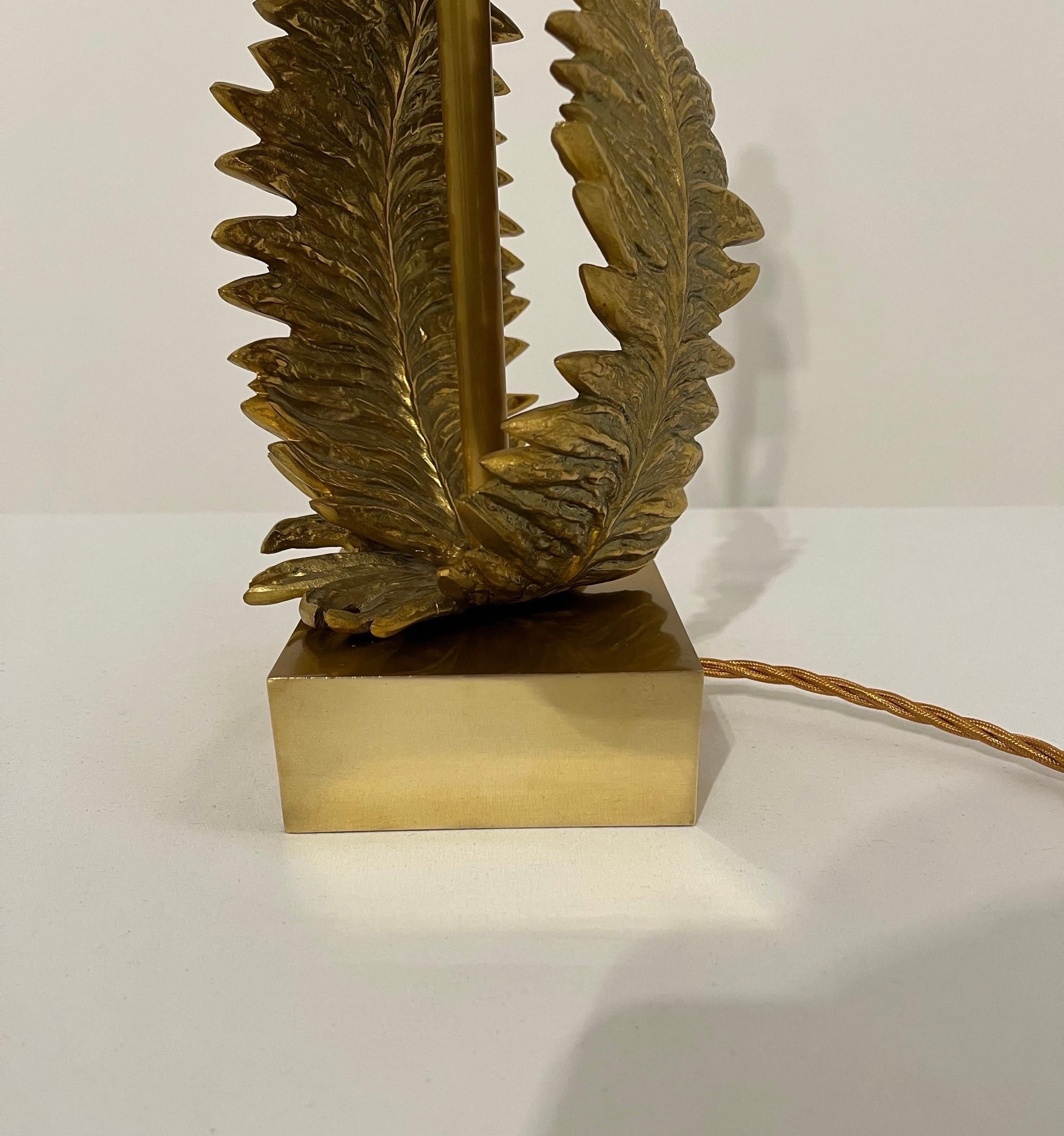 Maison Charles Signed Brass Fern Table Lamp c1960s  For Sale 11