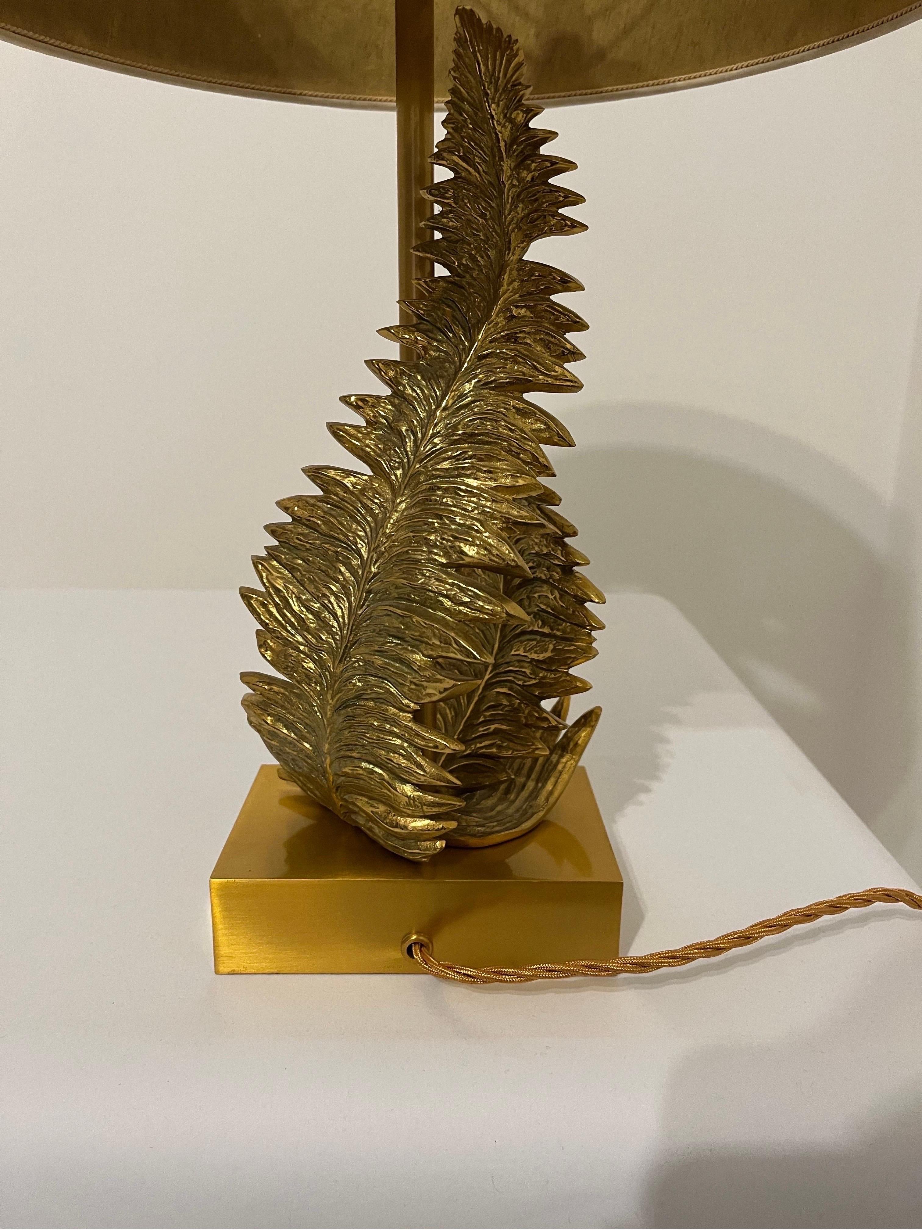 Maison Charles Signed Brass Fern Table Lamp c1960s  For Sale 4