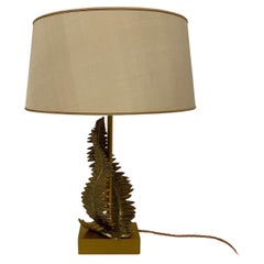Maison Charles Signed Brass Fern Table Lamp c1960s 