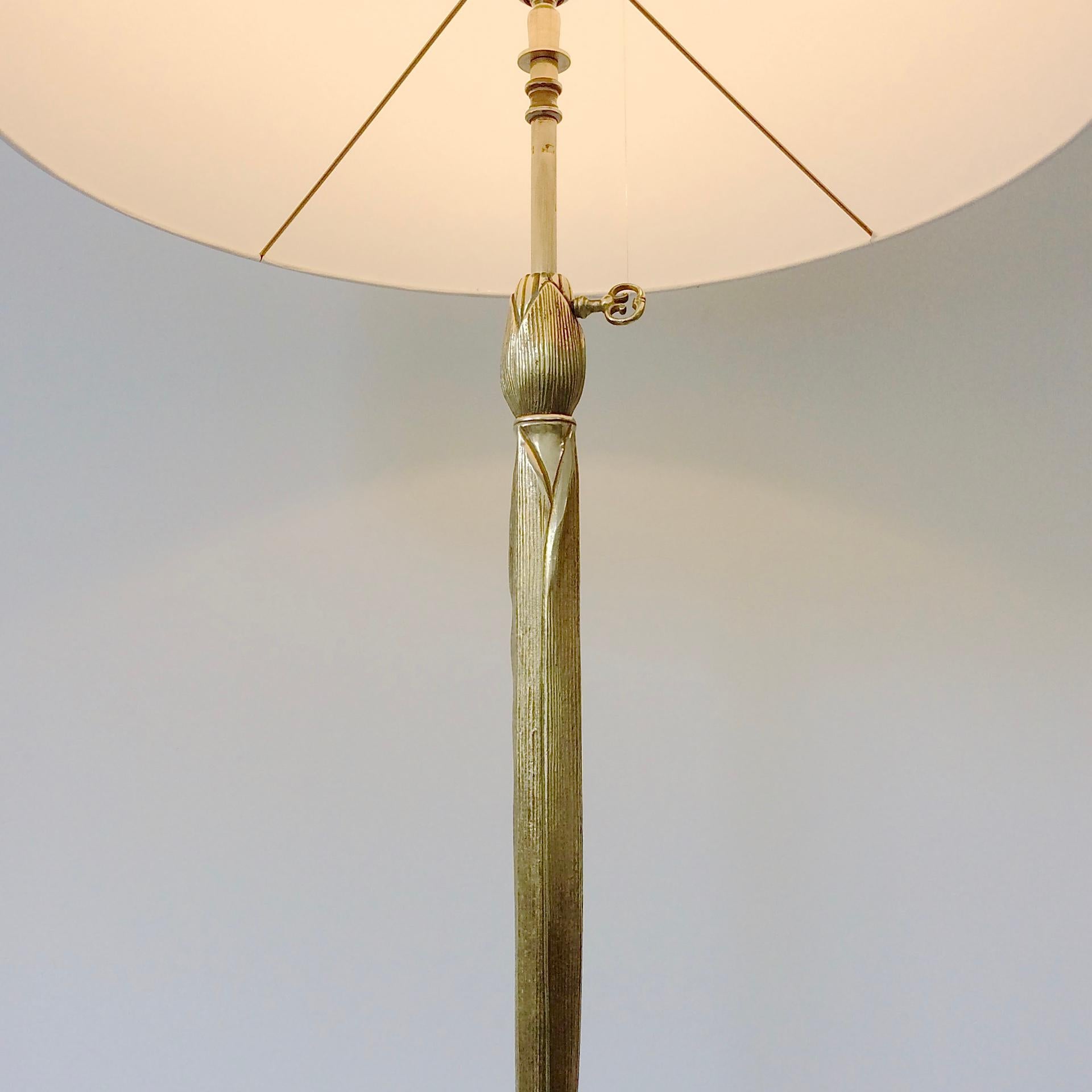 Maison Charles Signed Gold Bronze Floor Lamp, circa 1970, France 4