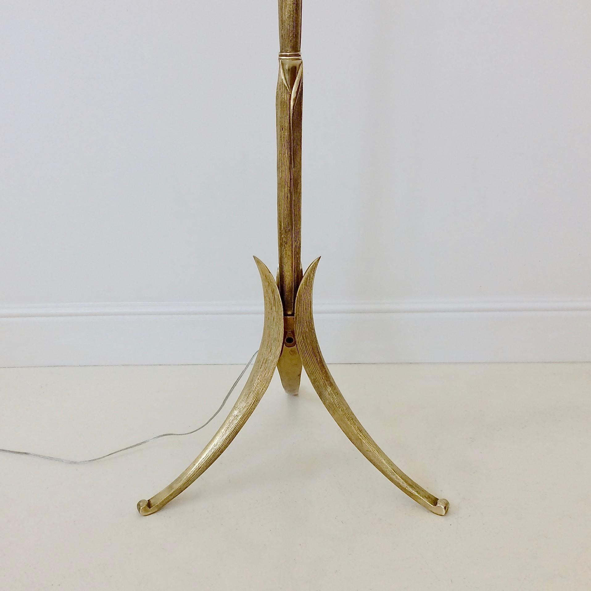 Maison Charles Signed Gold Bronze Floor Lamp, circa 1970, France 6