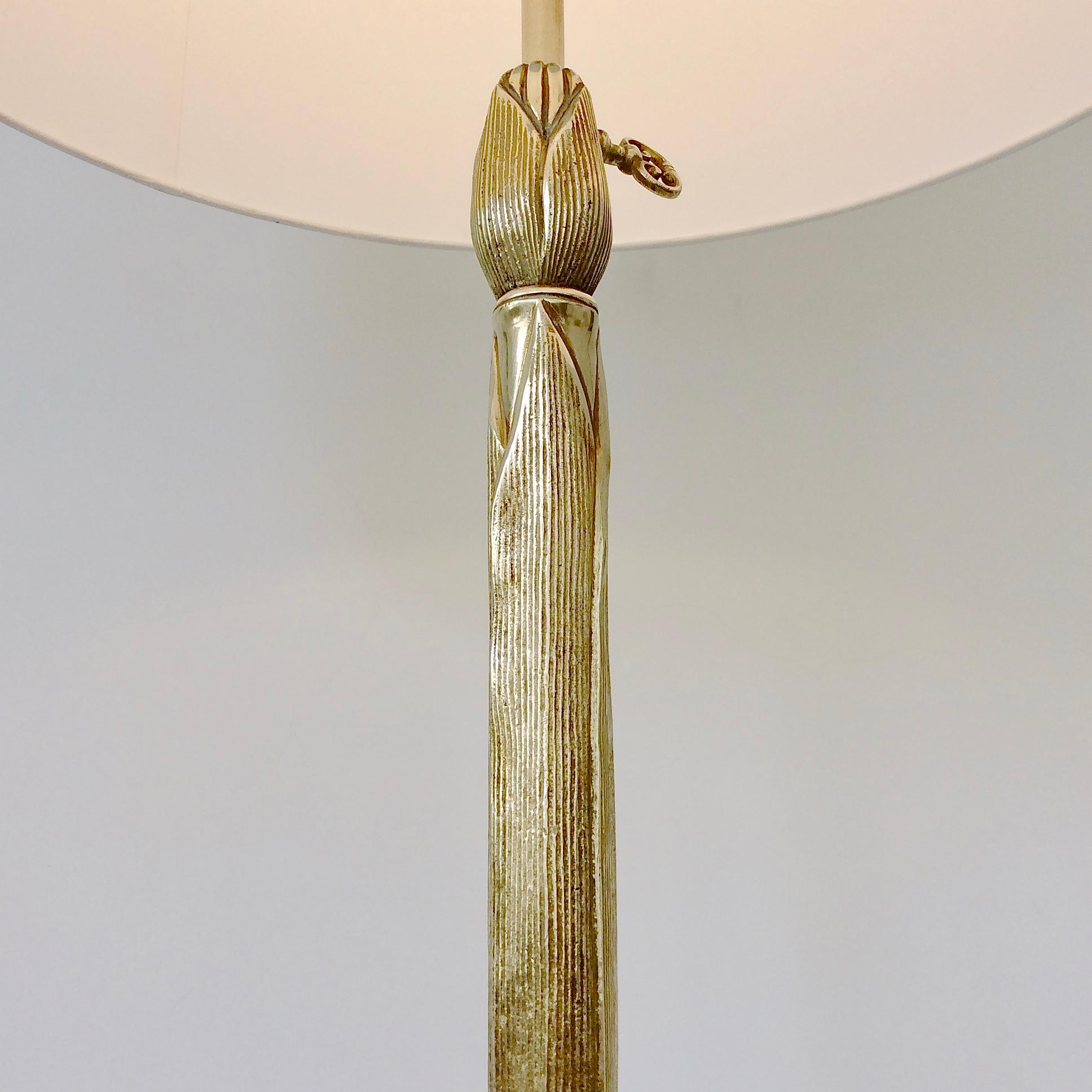 French Maison Charles Signed Gold Bronze Floor Lamp, circa 1970, France