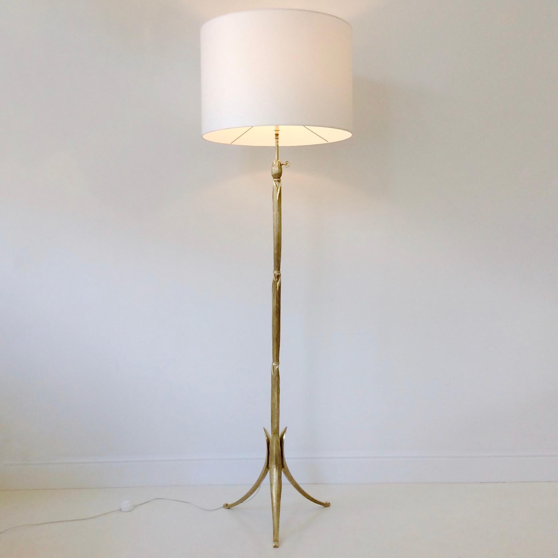 Maison Charles Signed Gold Bronze Floor Lamp, circa 1970, France In Good Condition In Brussels, BE