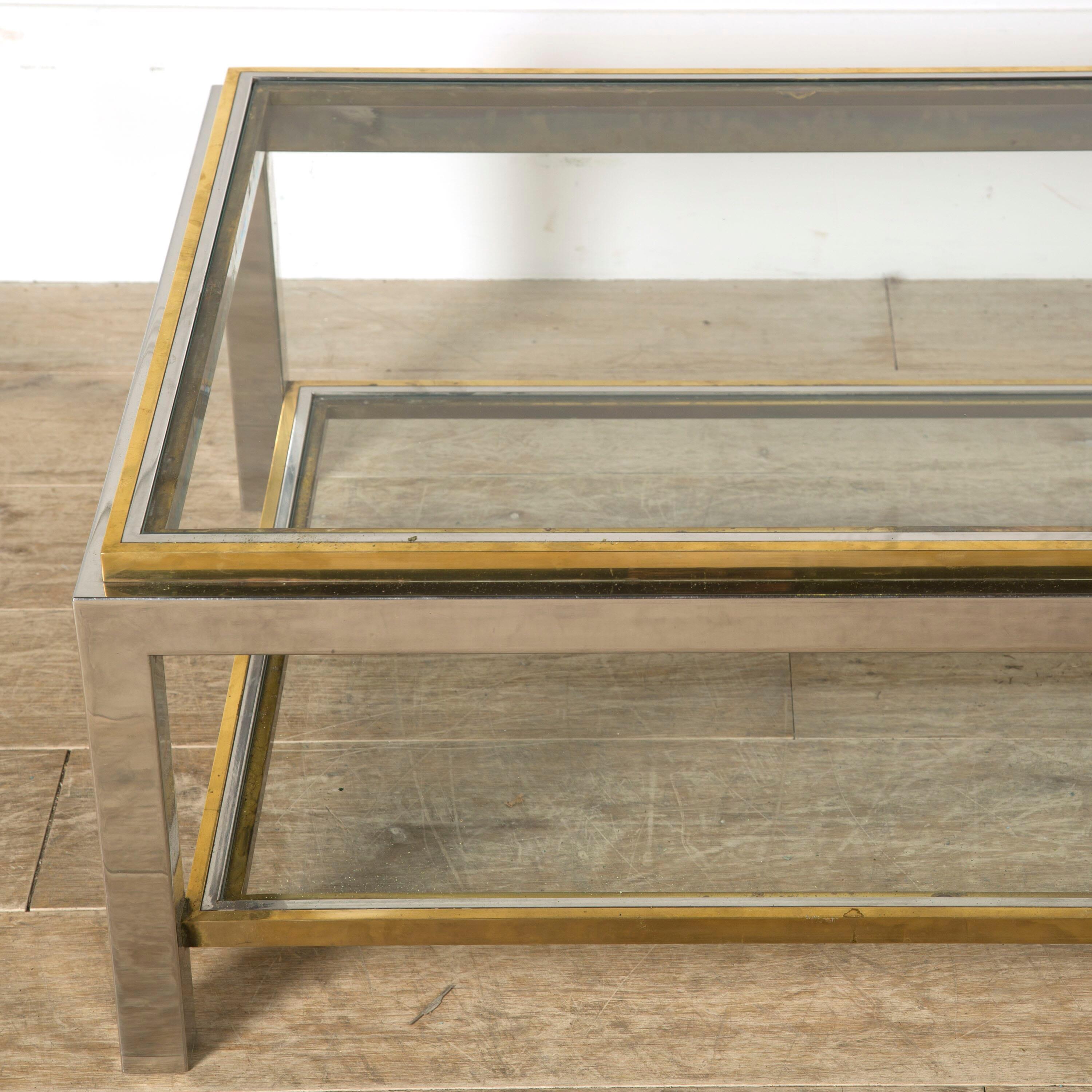 Mid-Century Modern Maison Charles Signed Two Tier Coffee Table