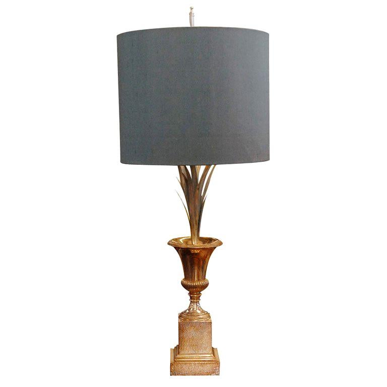 Maison Charles silverplated urn lamp with wheat