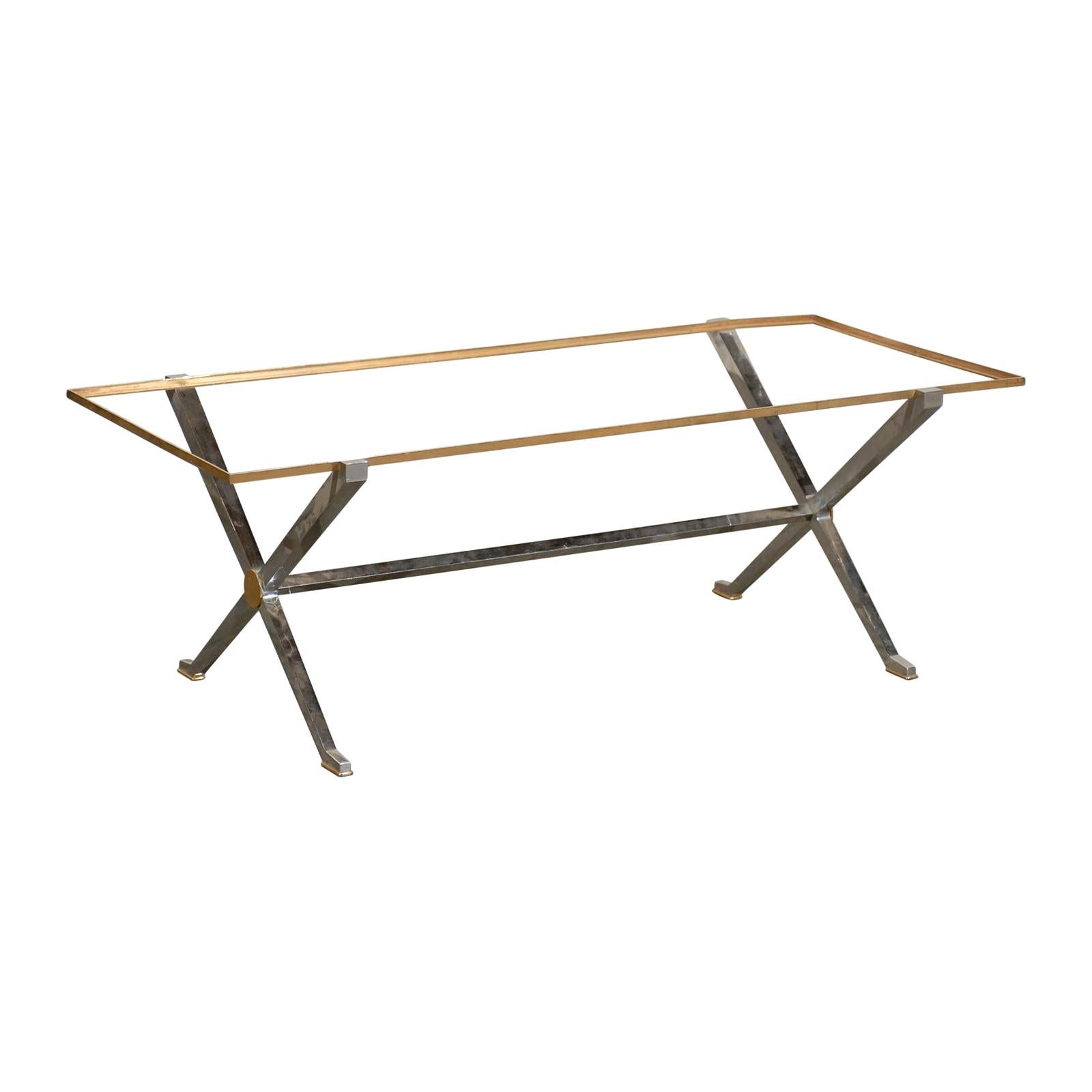 Maison Charles Style 20th Century Steel and Brass Coffee Table Base