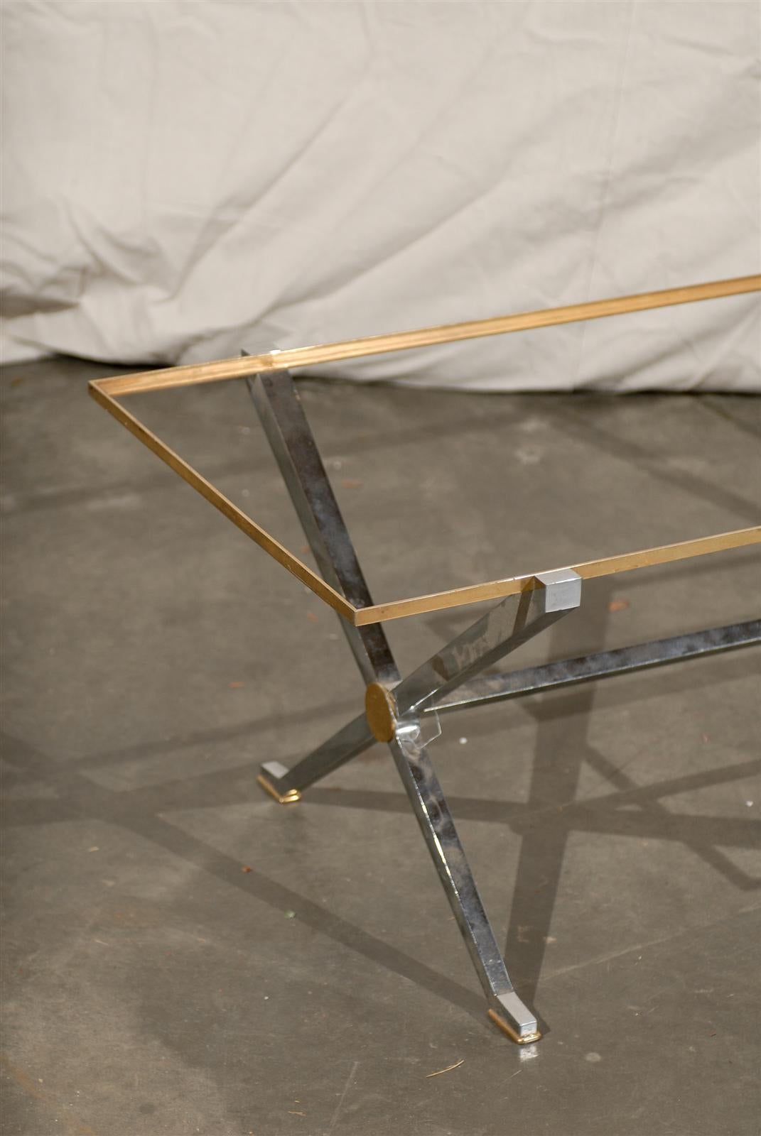 Maison Charles Style 20th Century Steel and Brass Coffee Table Base 4