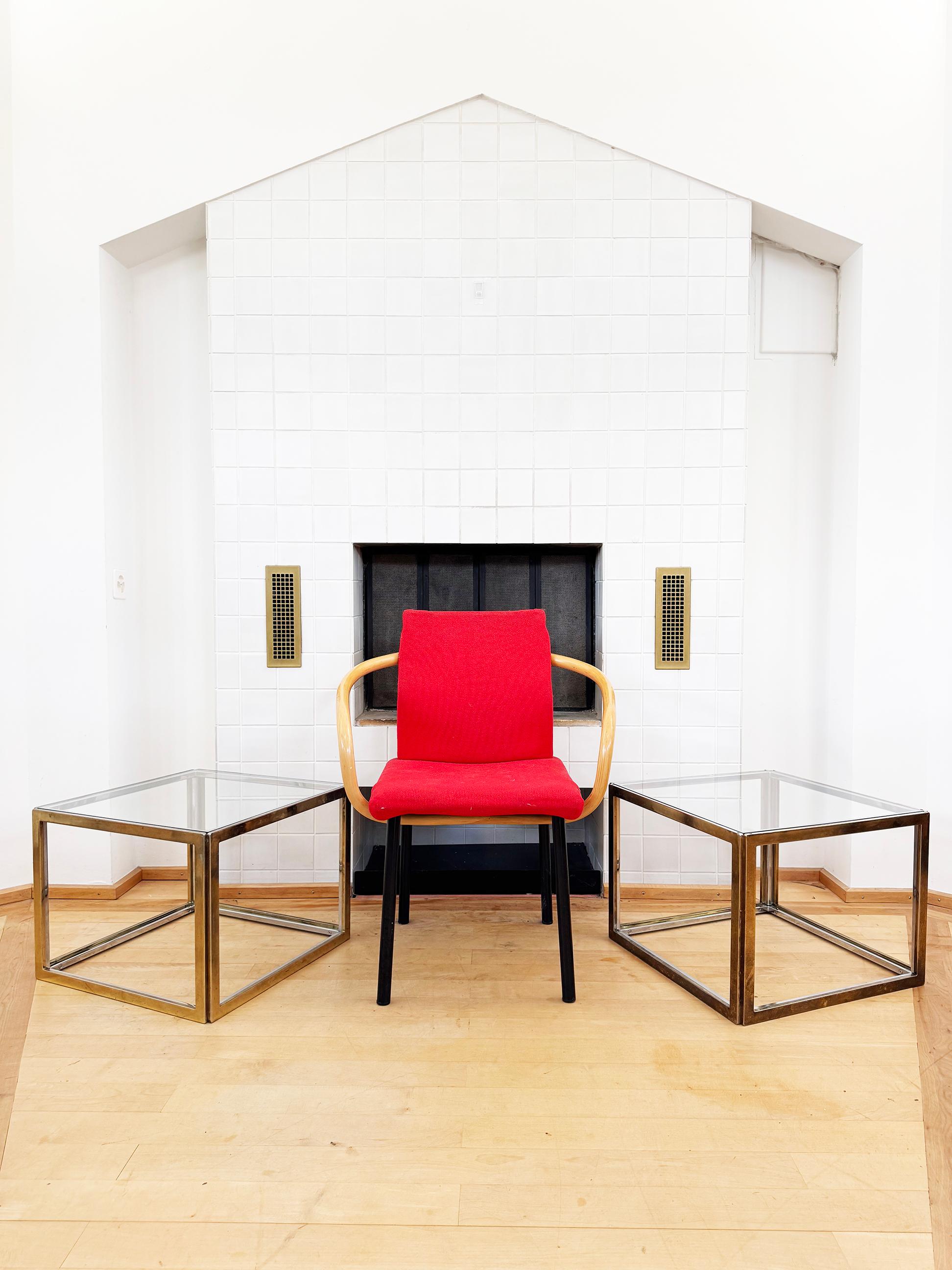 Maison Charles Brass / Chrome Glass Coffee Table & Nesting Tables, 60s 70s For Sale 4