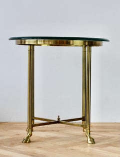 Table d'appoint ou de bout de style Maison Charles en laiton coulé et verre:: La Barge:: c. 1970
