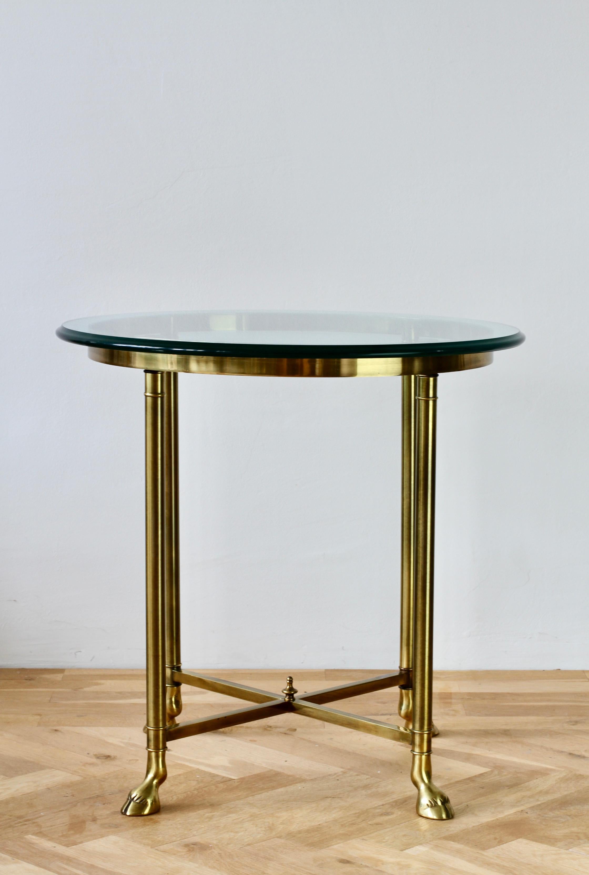 Mid-Century Modern Maison Charles Style Cast Brass and Glass Side or End Table by La Barge, c. 1970