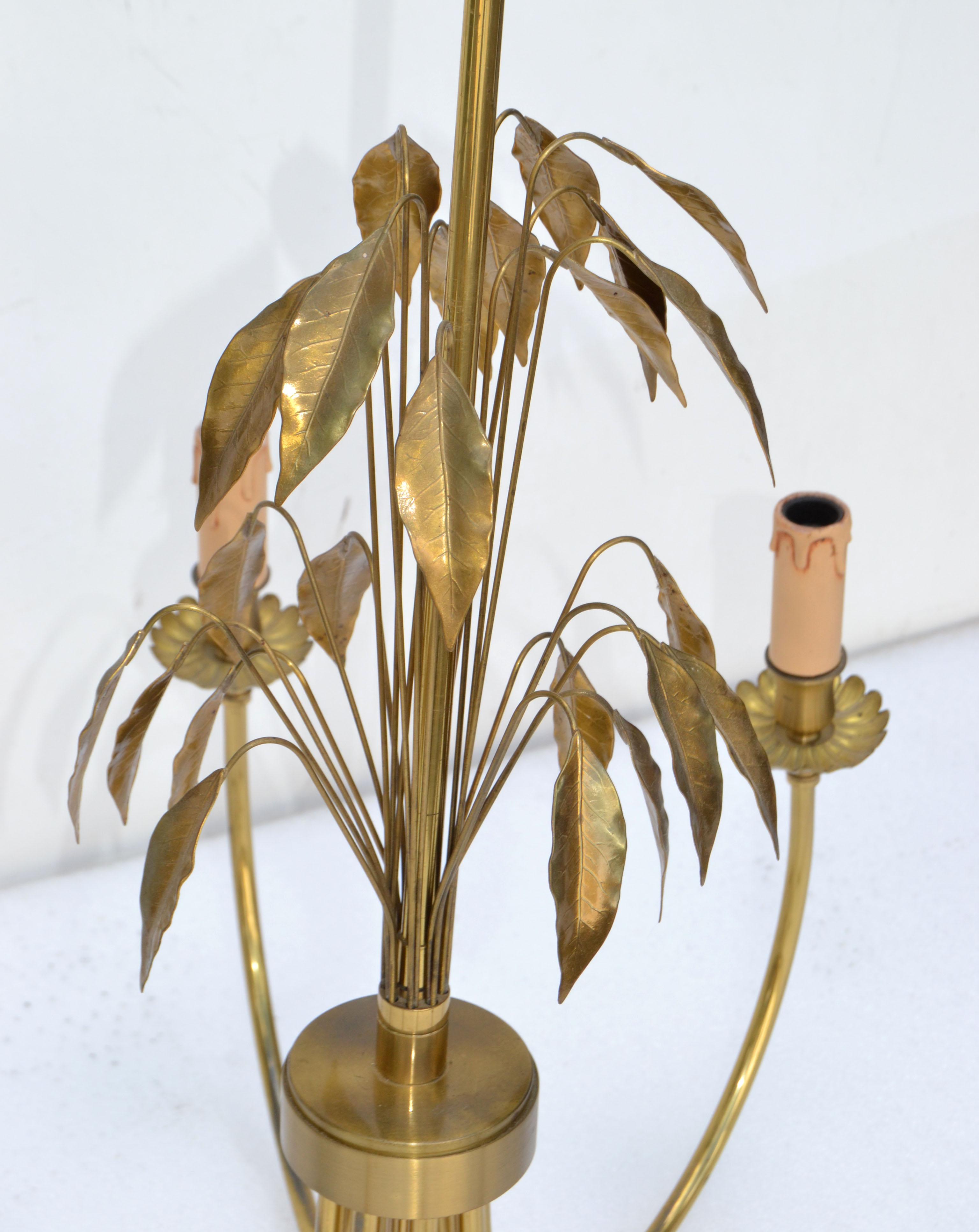 Maison Charles Style Feuilles Gold Leaf & Brass 8-Light Chandelier France 1960 For Sale 4