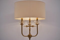 Maison Charles Style Floor Lamp, Brass and 'Lalique-Style' Crystal Flowers