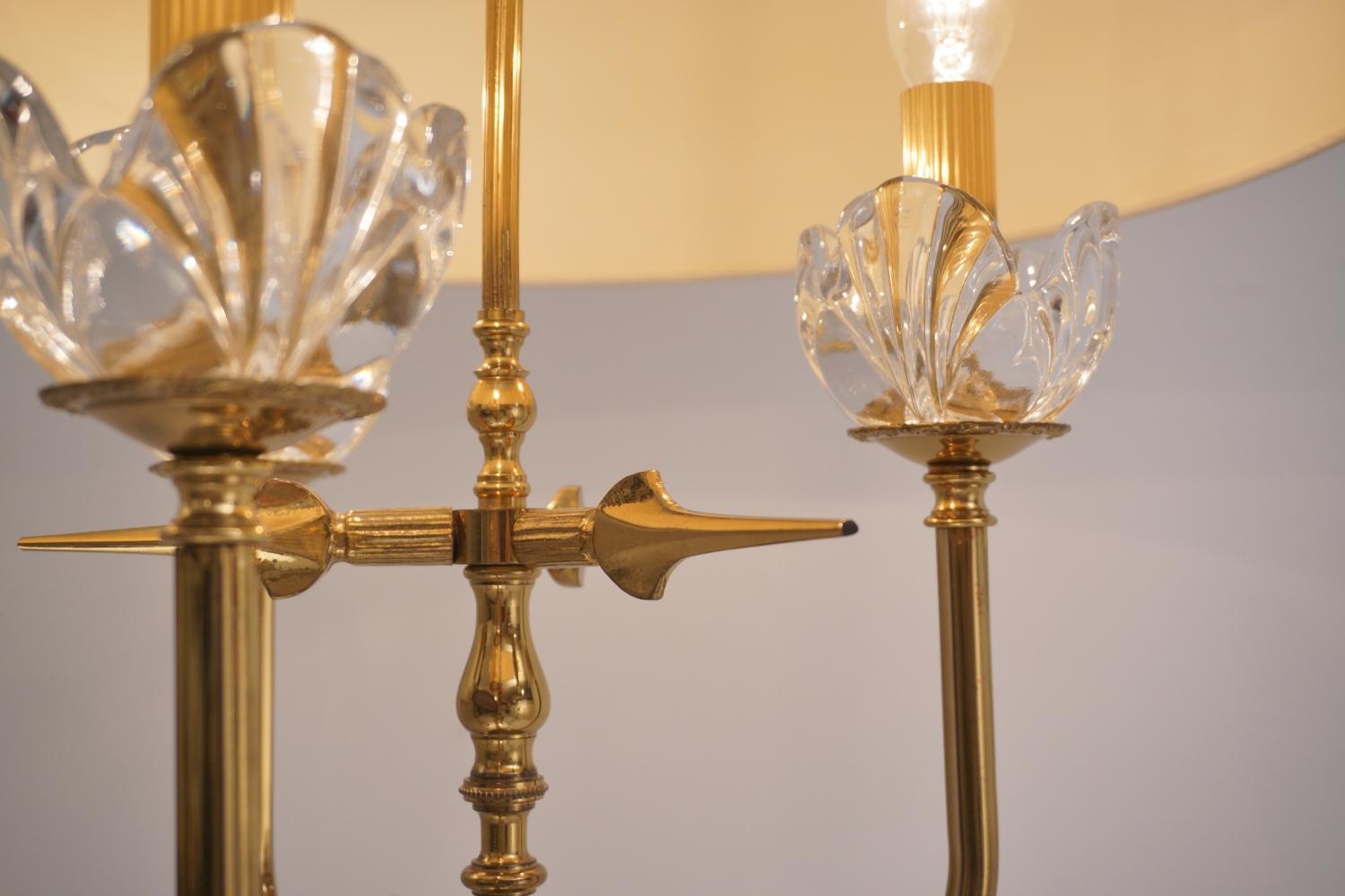 Maison Charles Style Floor Lamp, Brass and 'Lalique-Style' Crystal Flowers For Sale 2