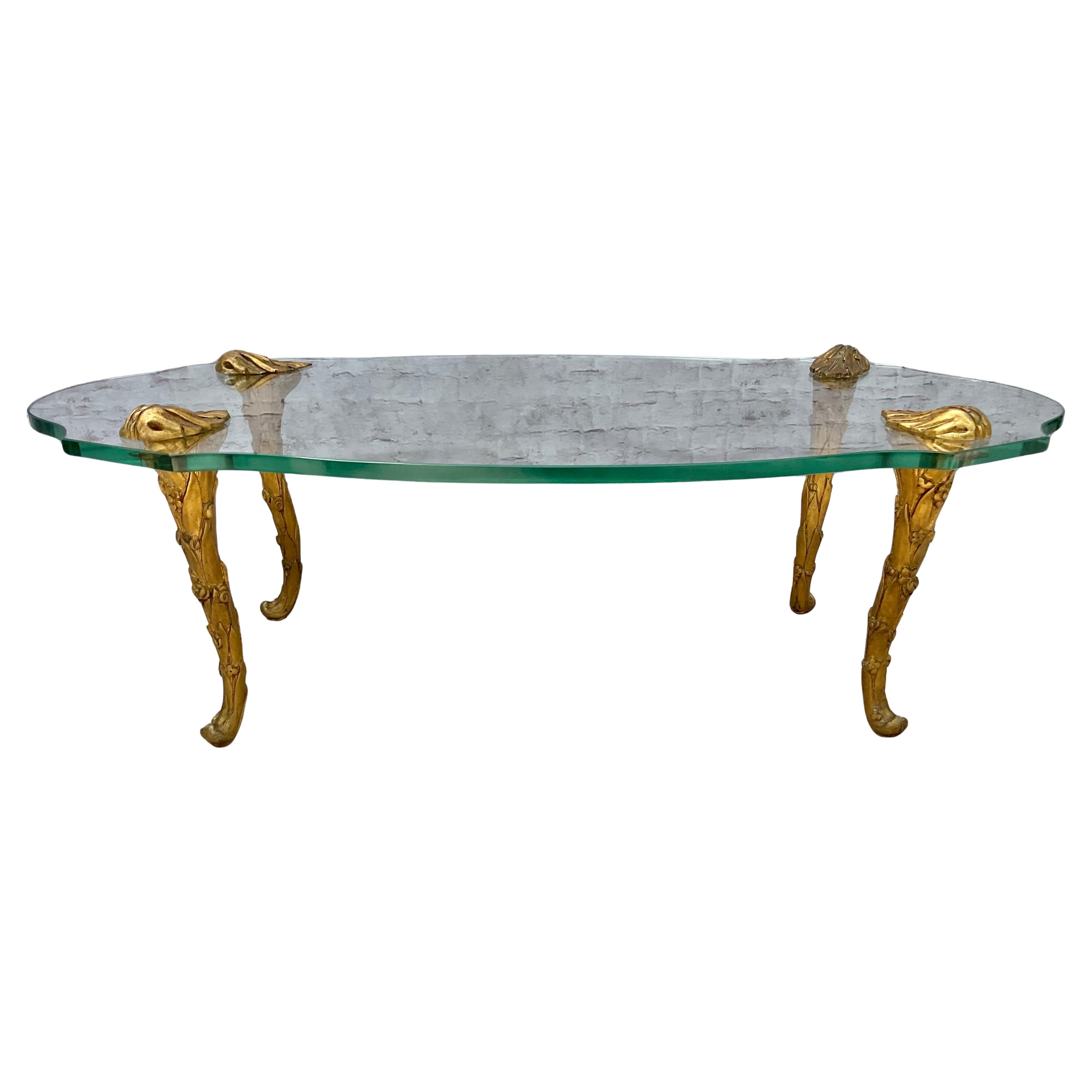 Maison Charles Stil Giltwood und Glas Couchtisch 1960er Jahre im Zustand „Gut“ im Angebot in Bradenton, FL
