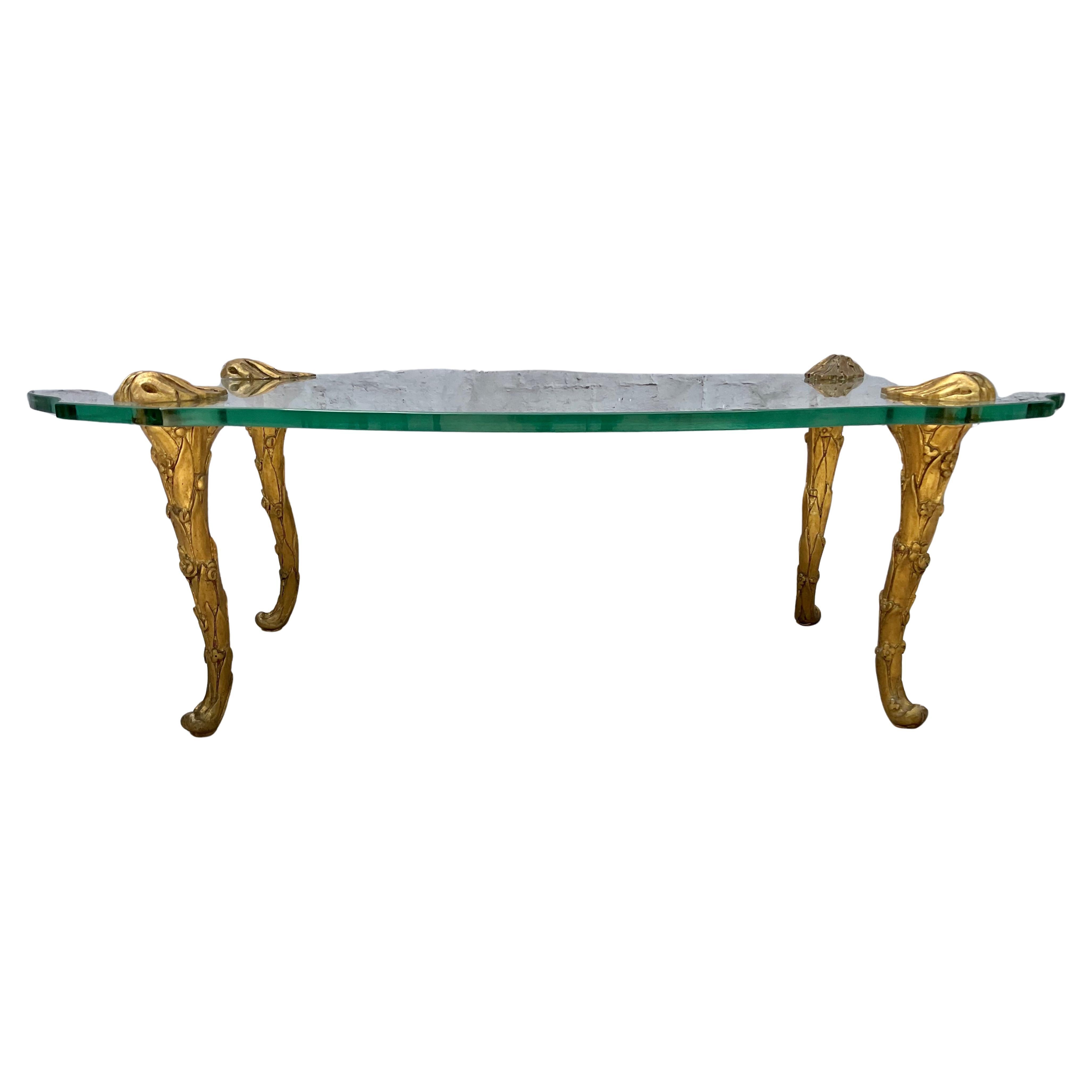 Maison Charles Stil Giltwood und Glas Couchtisch 1960er Jahre