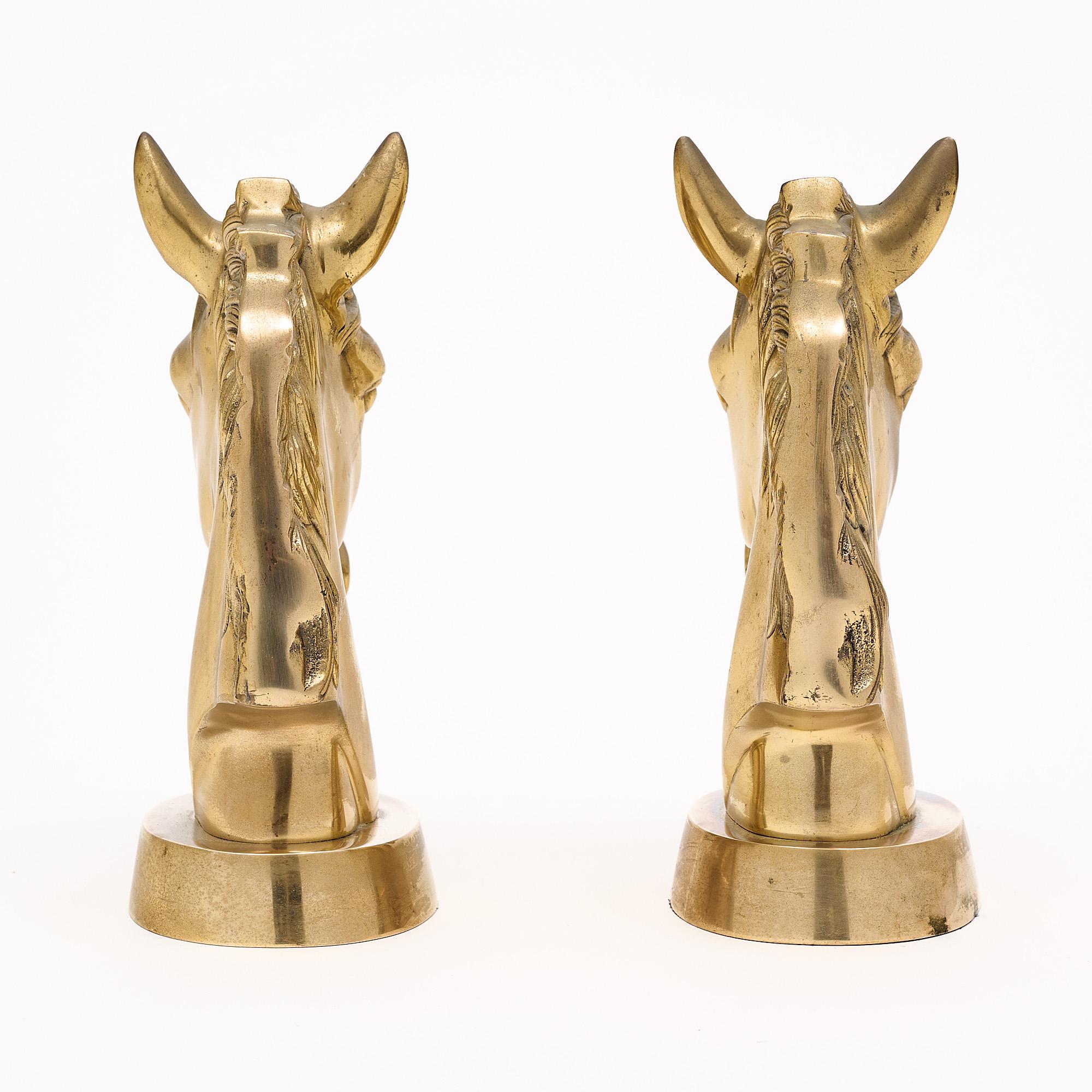 Brass Maison Charles Style Horsehead Bookends