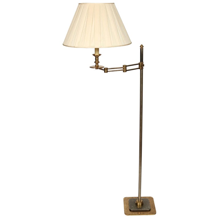 Vintage Brass Swing Arm Lamp, Swivel Arm Floor Lamp