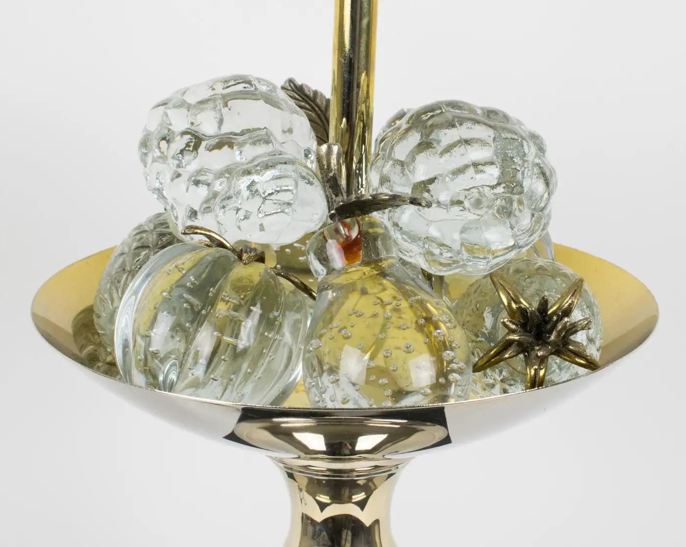 Lampe de table de la Maison Charles Fruits en émail noir et cristal, France 1960 en vente 7