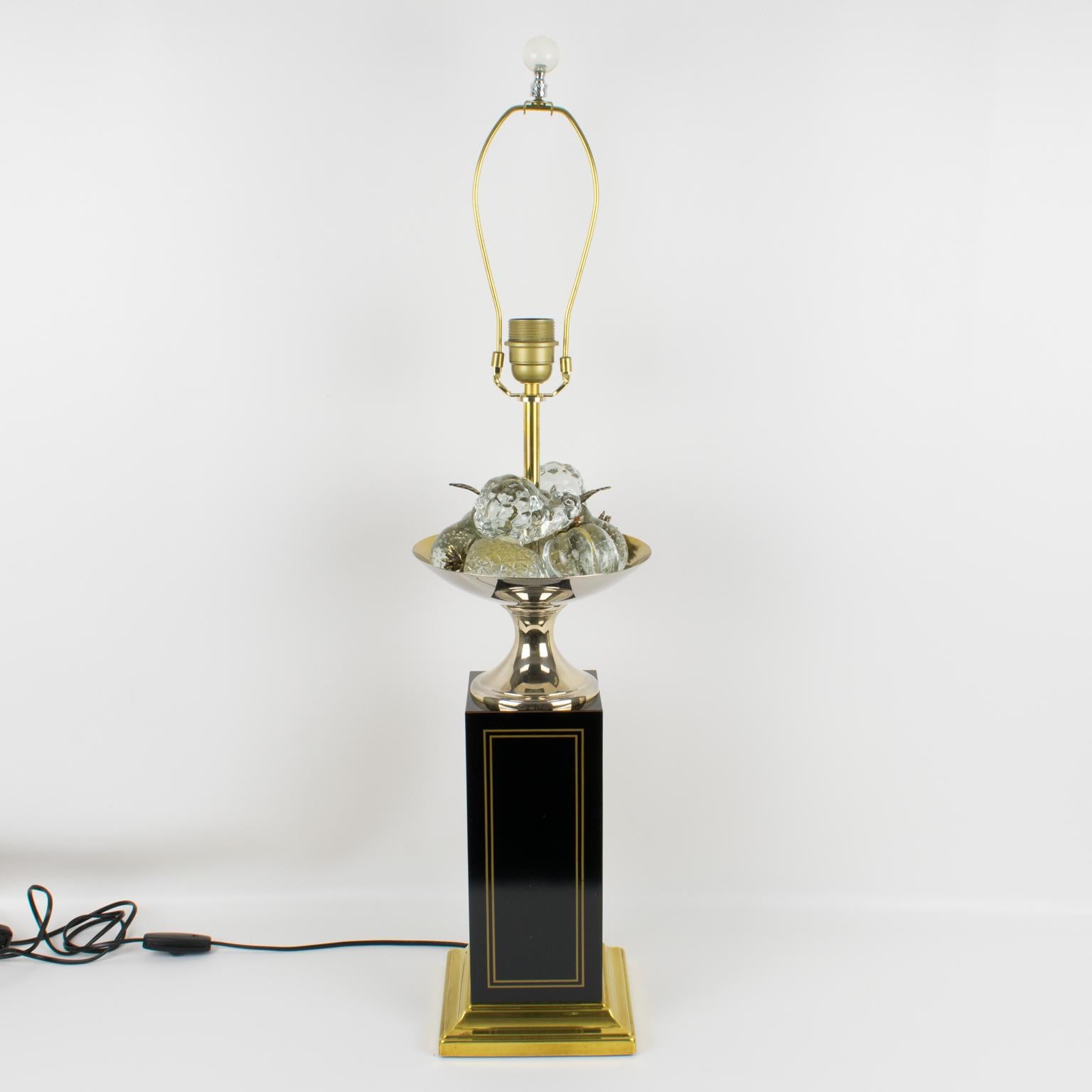 Rare lampe de table en métal doré et cristal de la Maison Charles Paris, vers 1960 en vente 3