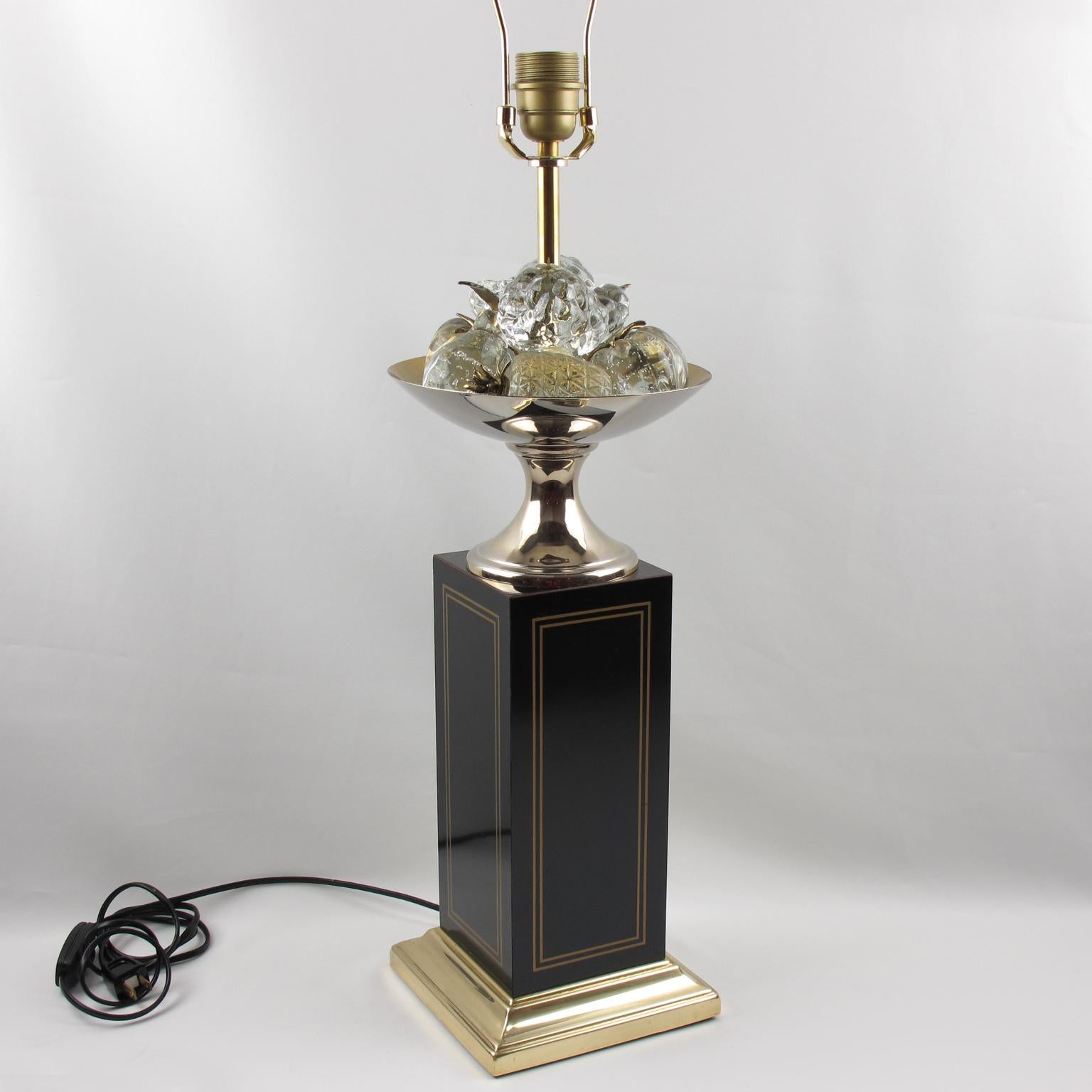 Mid-Century Modern Rare lampe de table en métal doré et cristal de la Maison Charles Paris, vers 1960 en vente